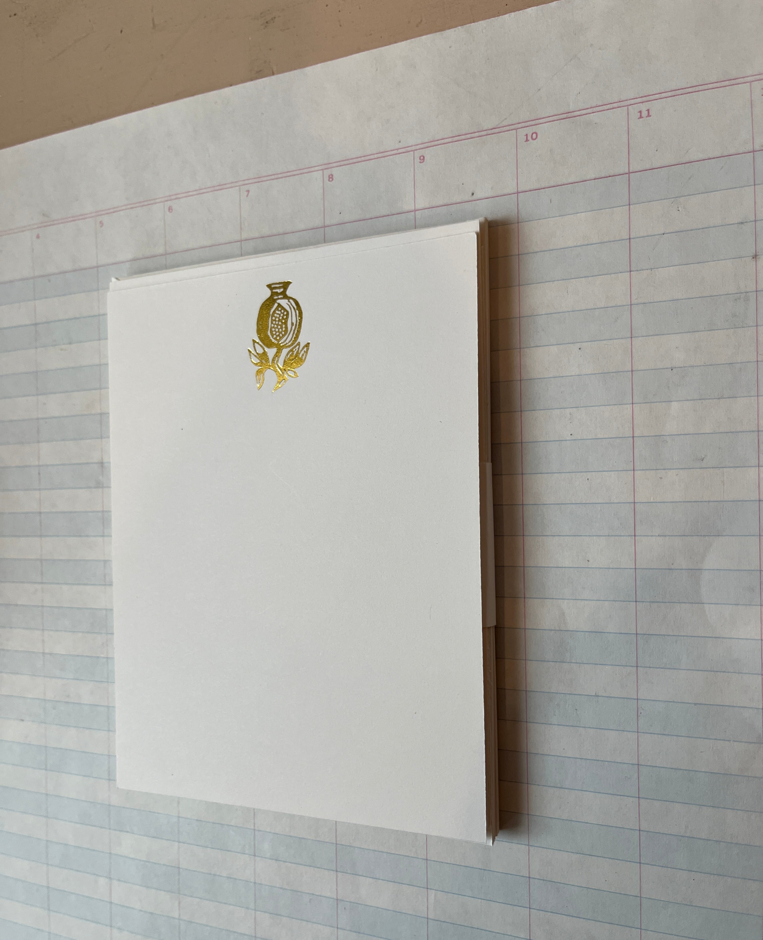 Pomegranate Foil Pressed Stationery