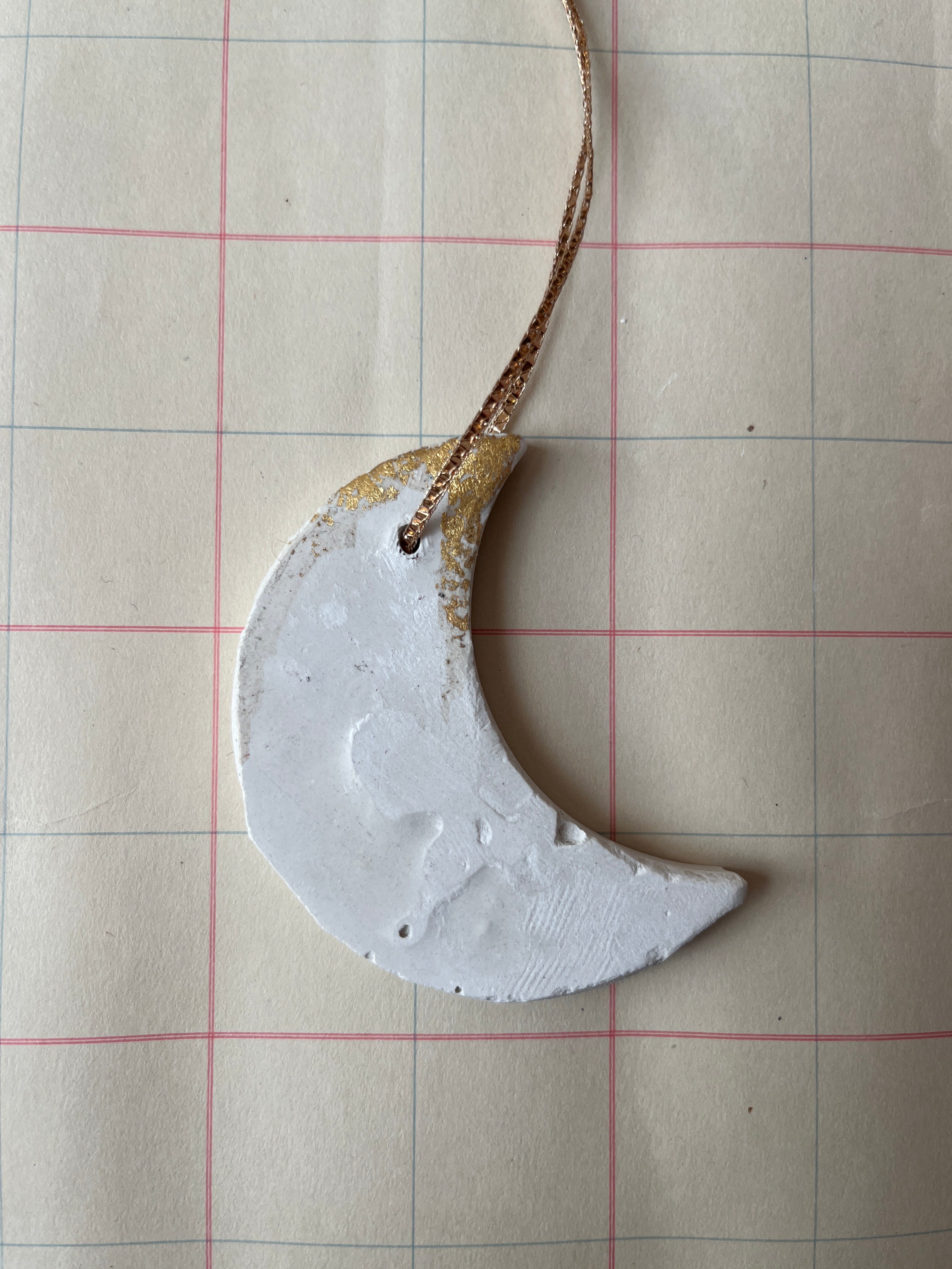 Handmade Plaster Moon Ornament