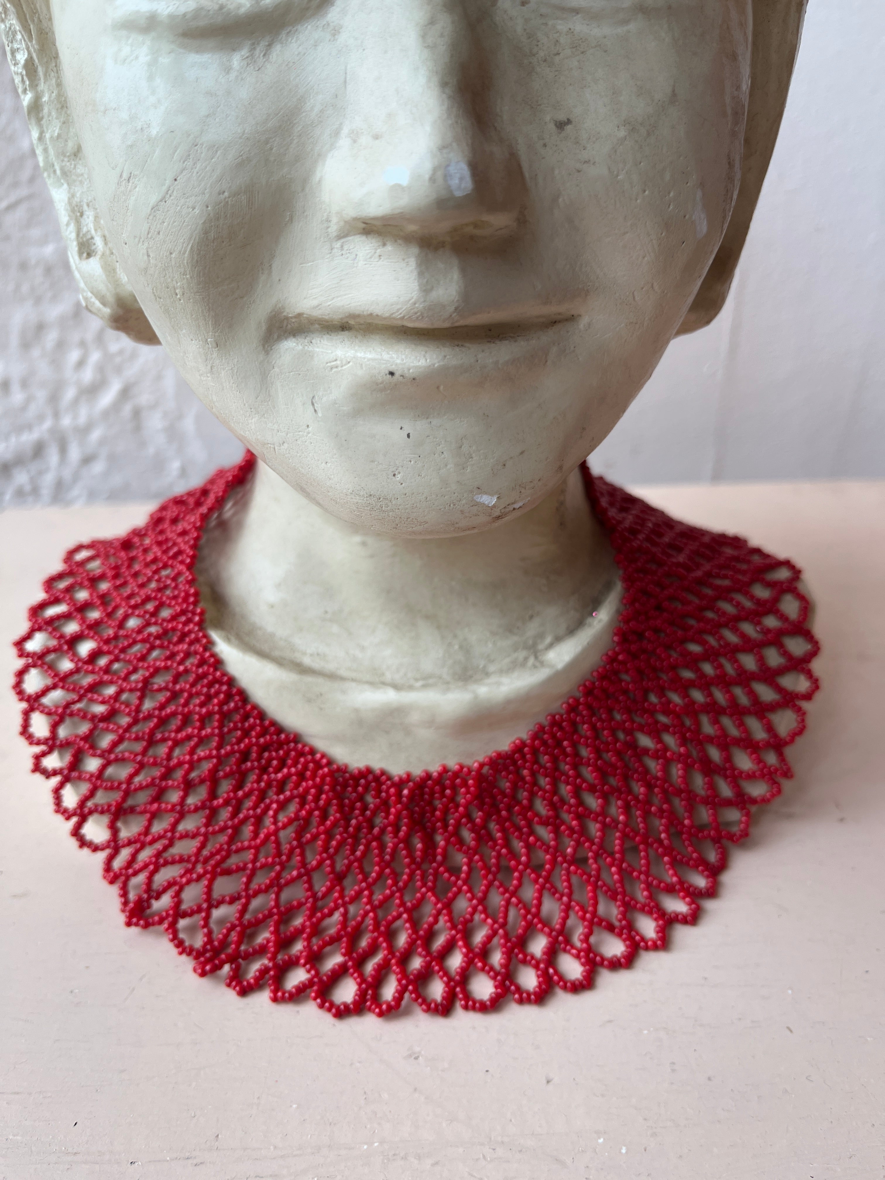 1940's Red Beaded Collar