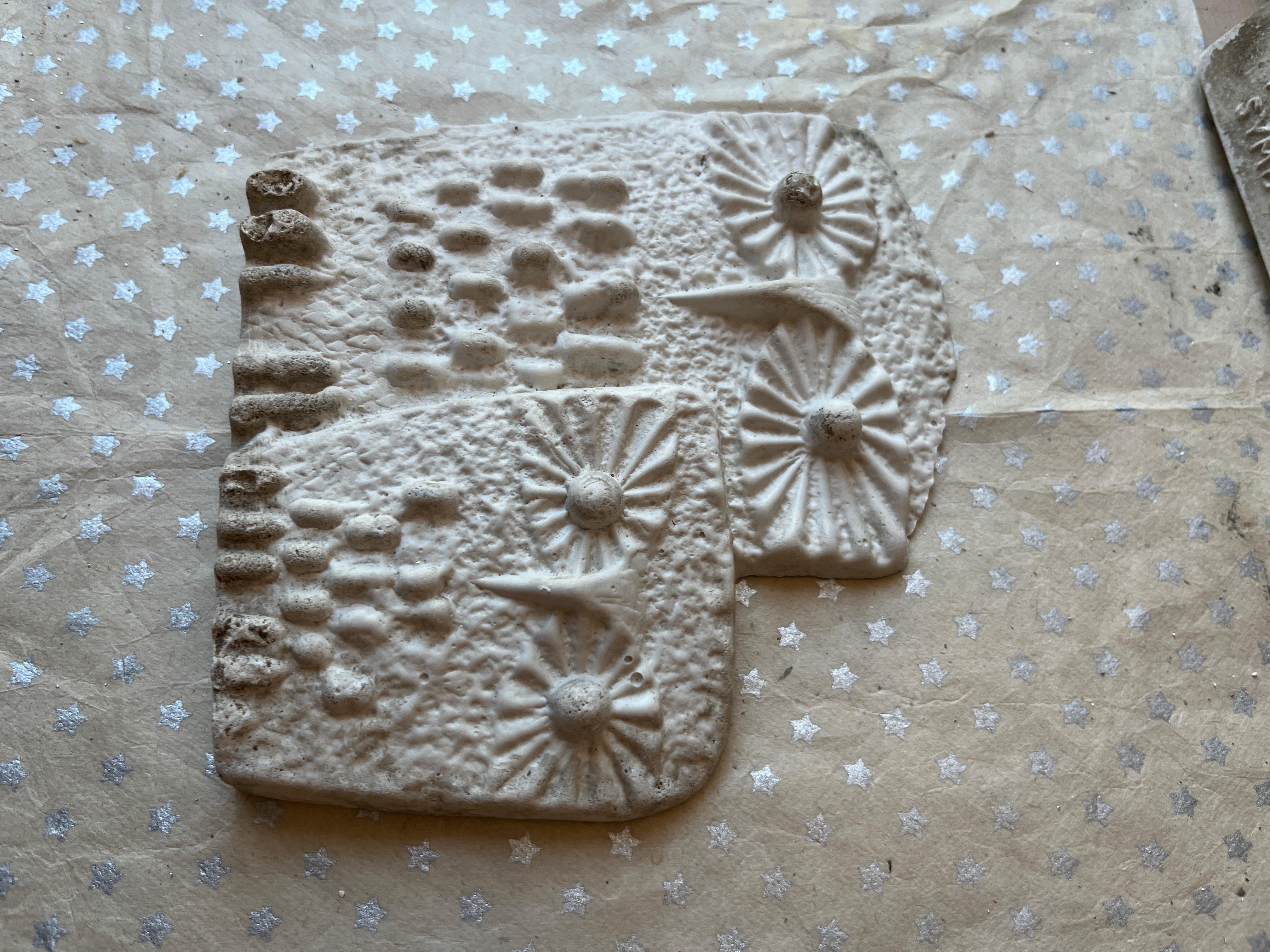 Pair of Owls Plaster Ornament