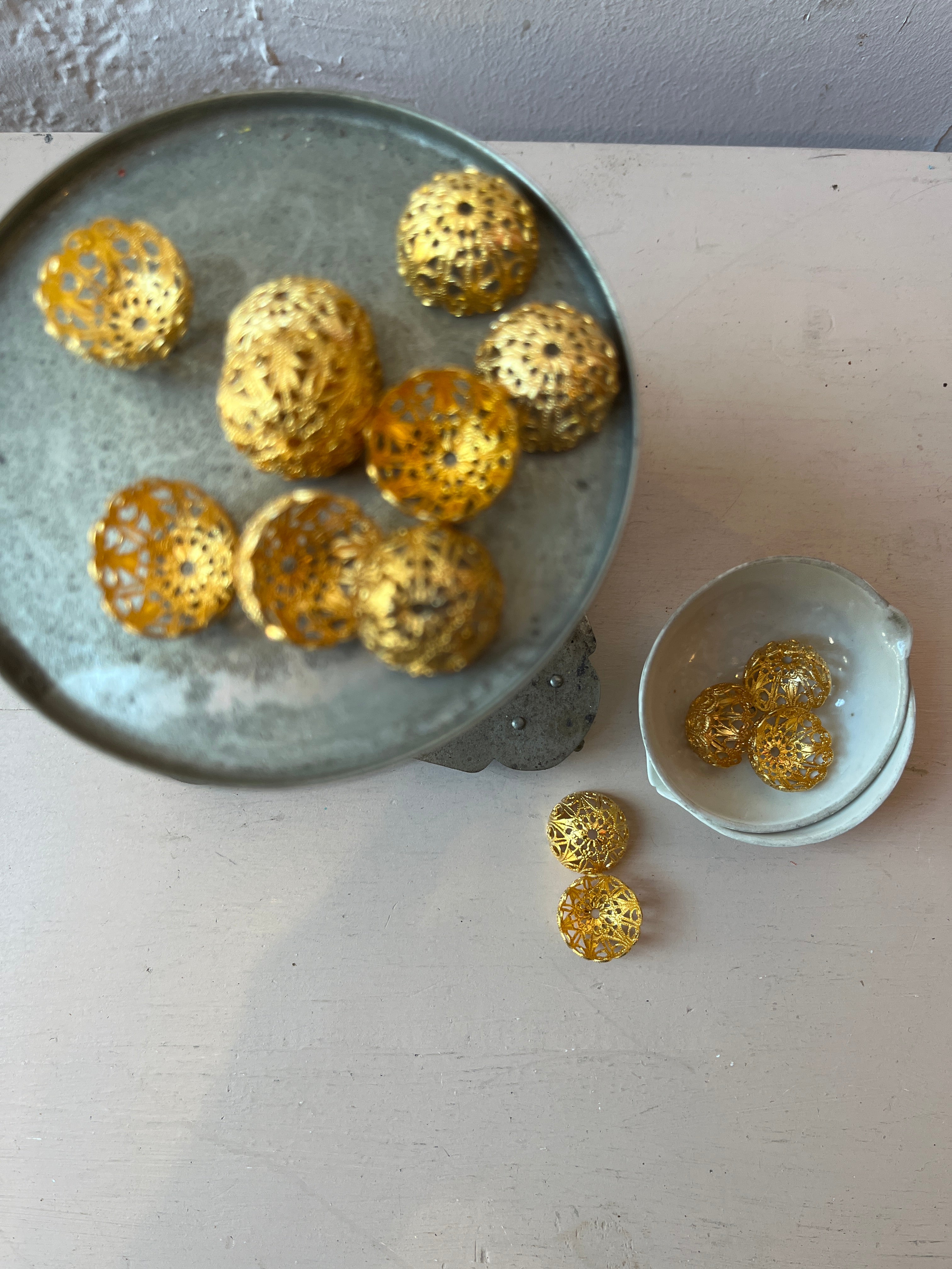 Gold Filigree Dome Beads