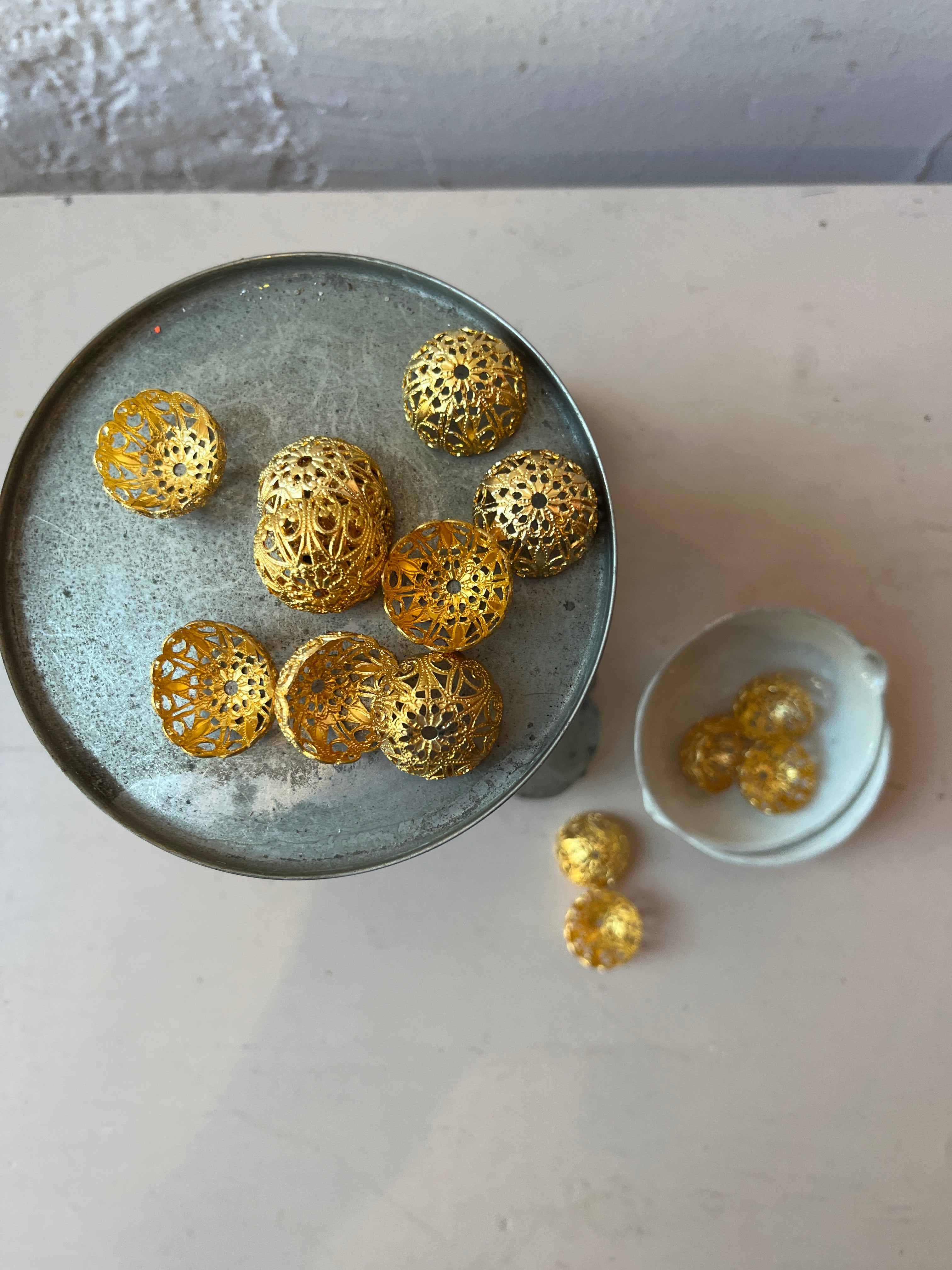 Gold Filigree Dome Beads