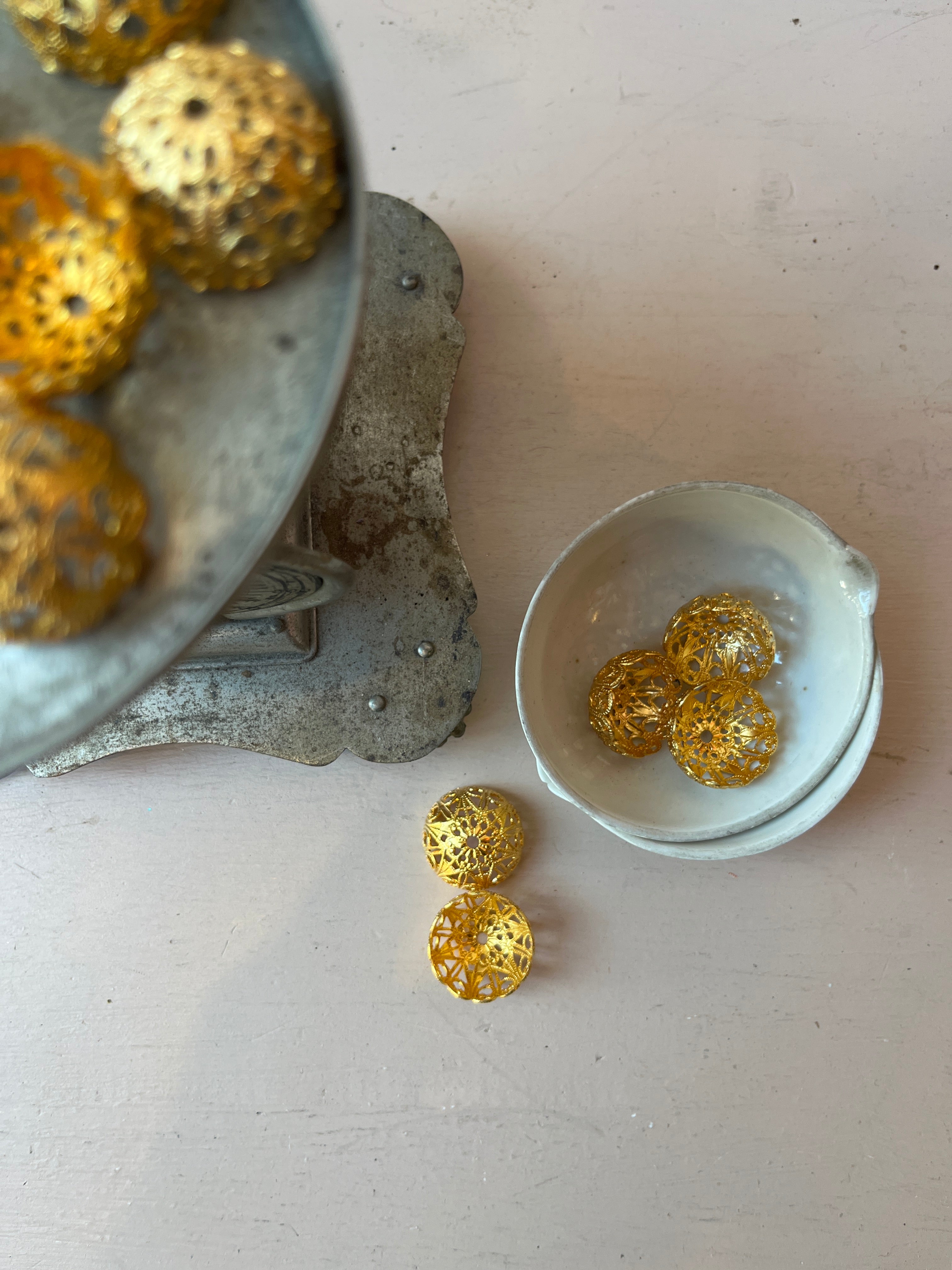 Gold Filigree Dome Beads