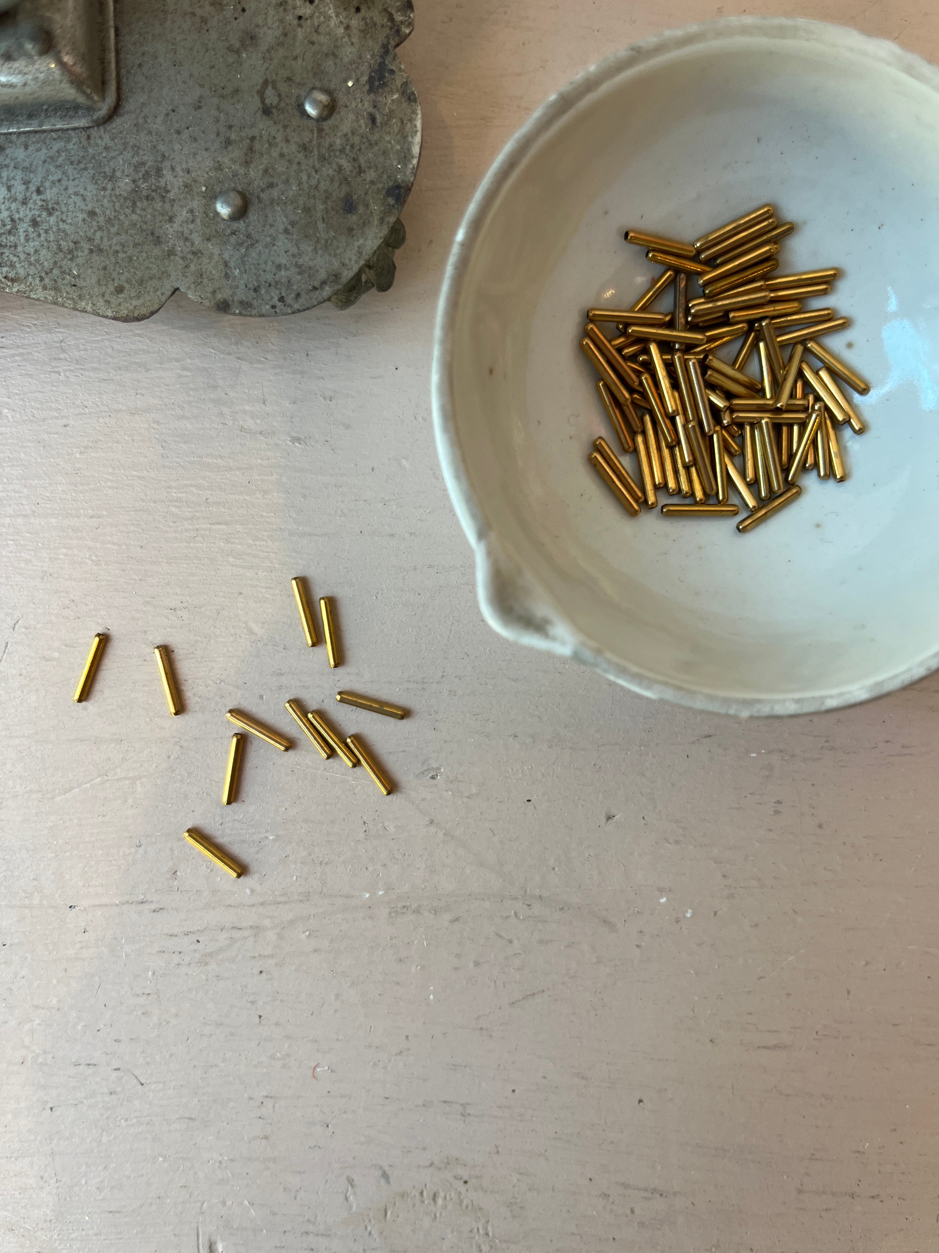 Gold Metal Tubular Beads
