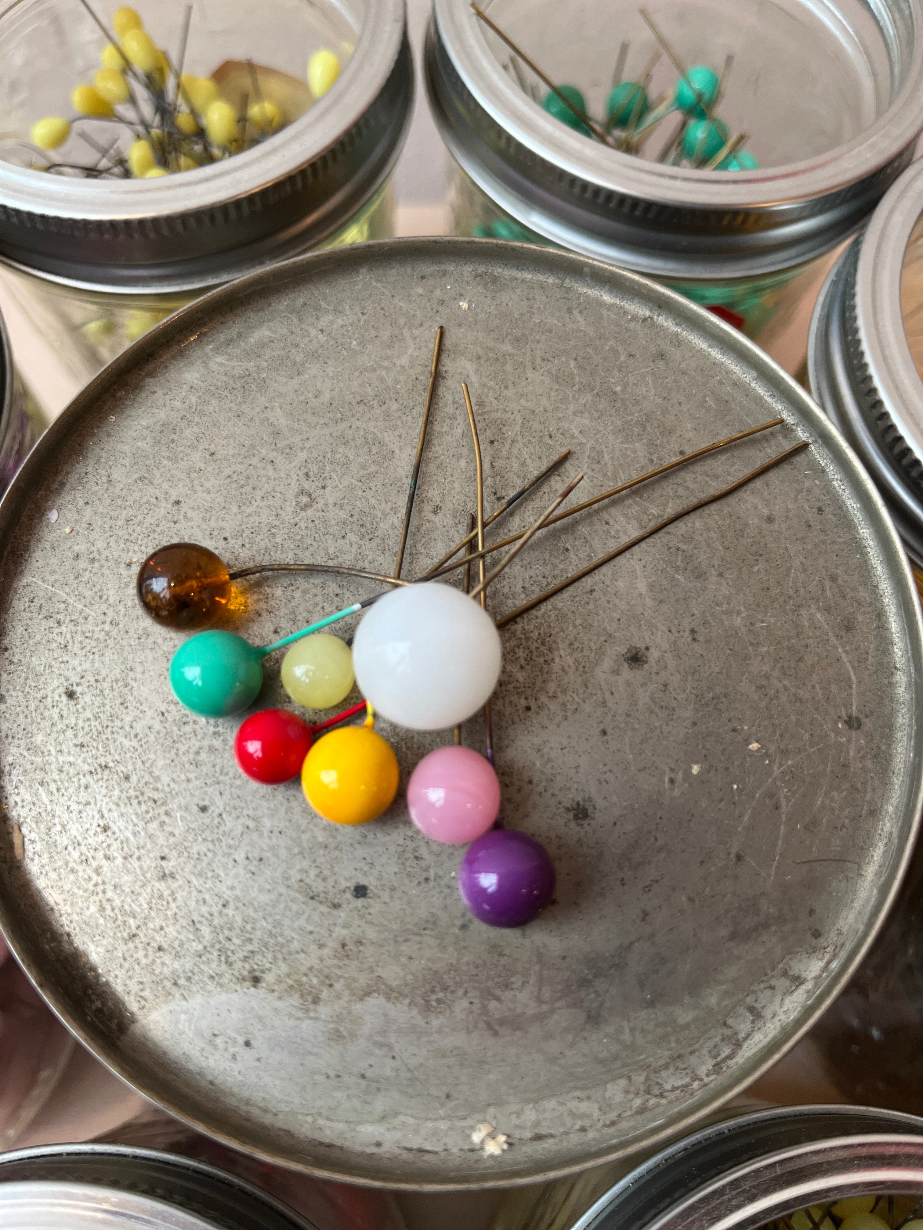 Glass Head Wired Millinery Pins