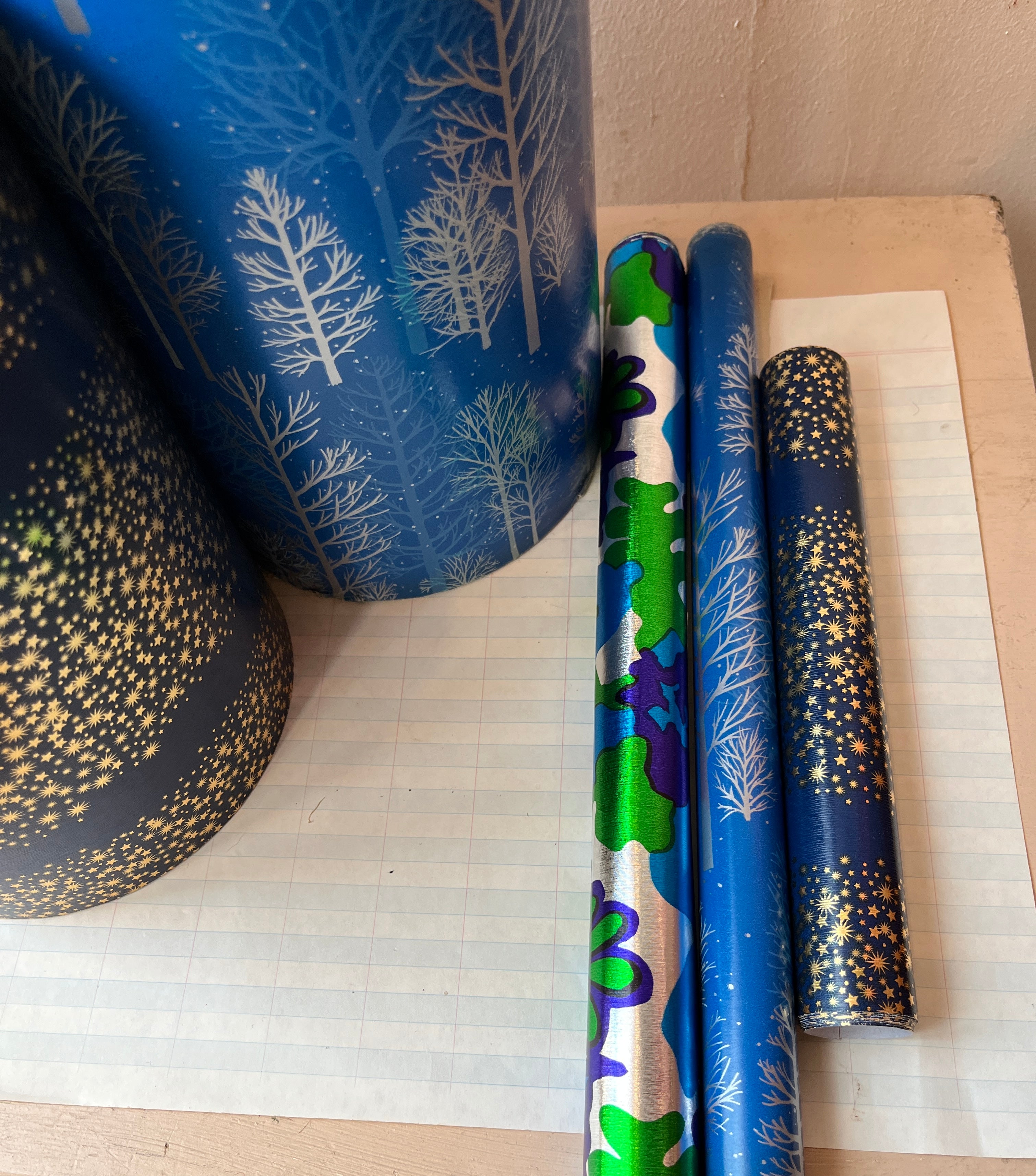 Holiday Wrap Sheets - Blue Shimmers