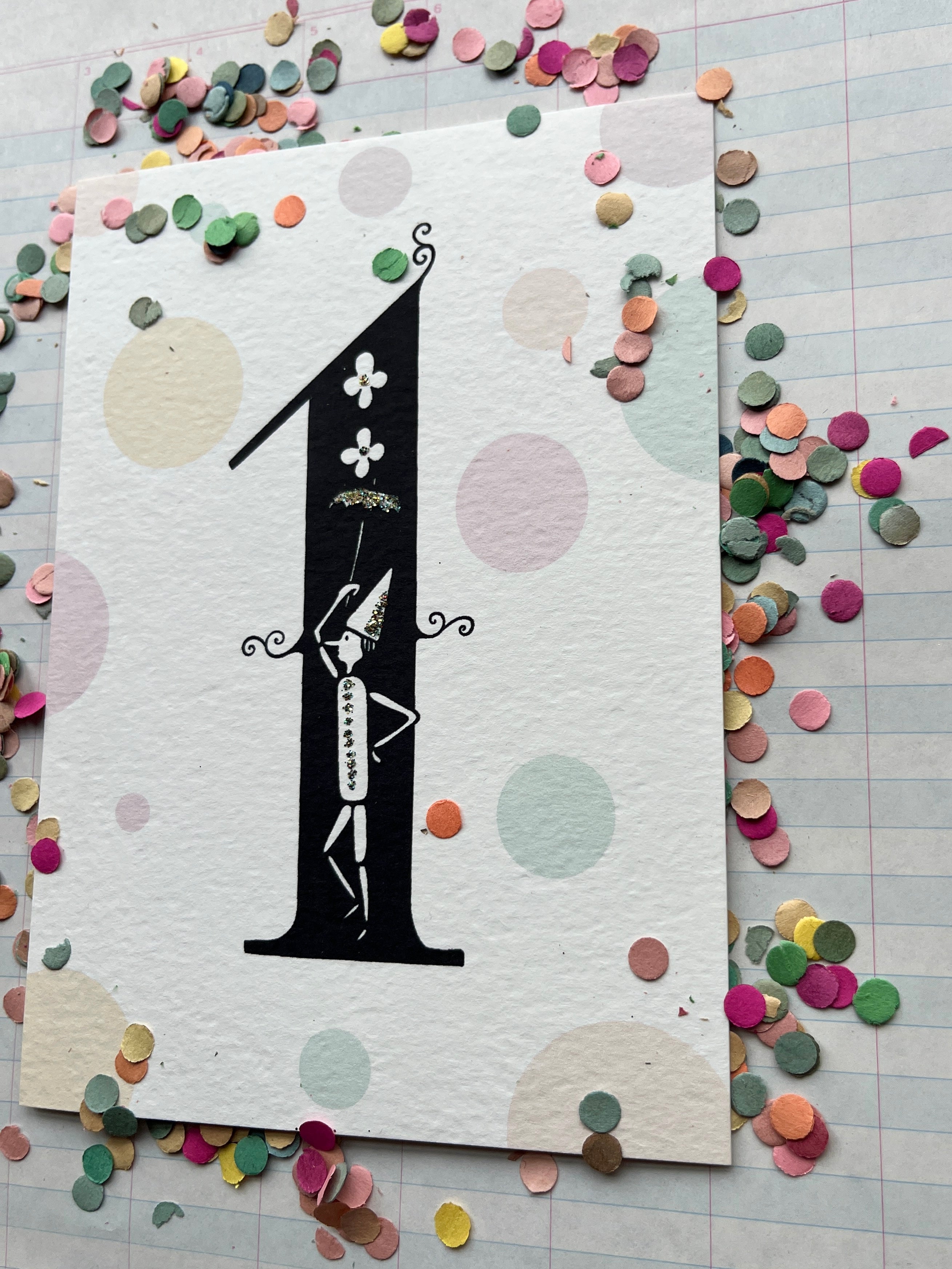 Fanciful Numbers Glitter Card