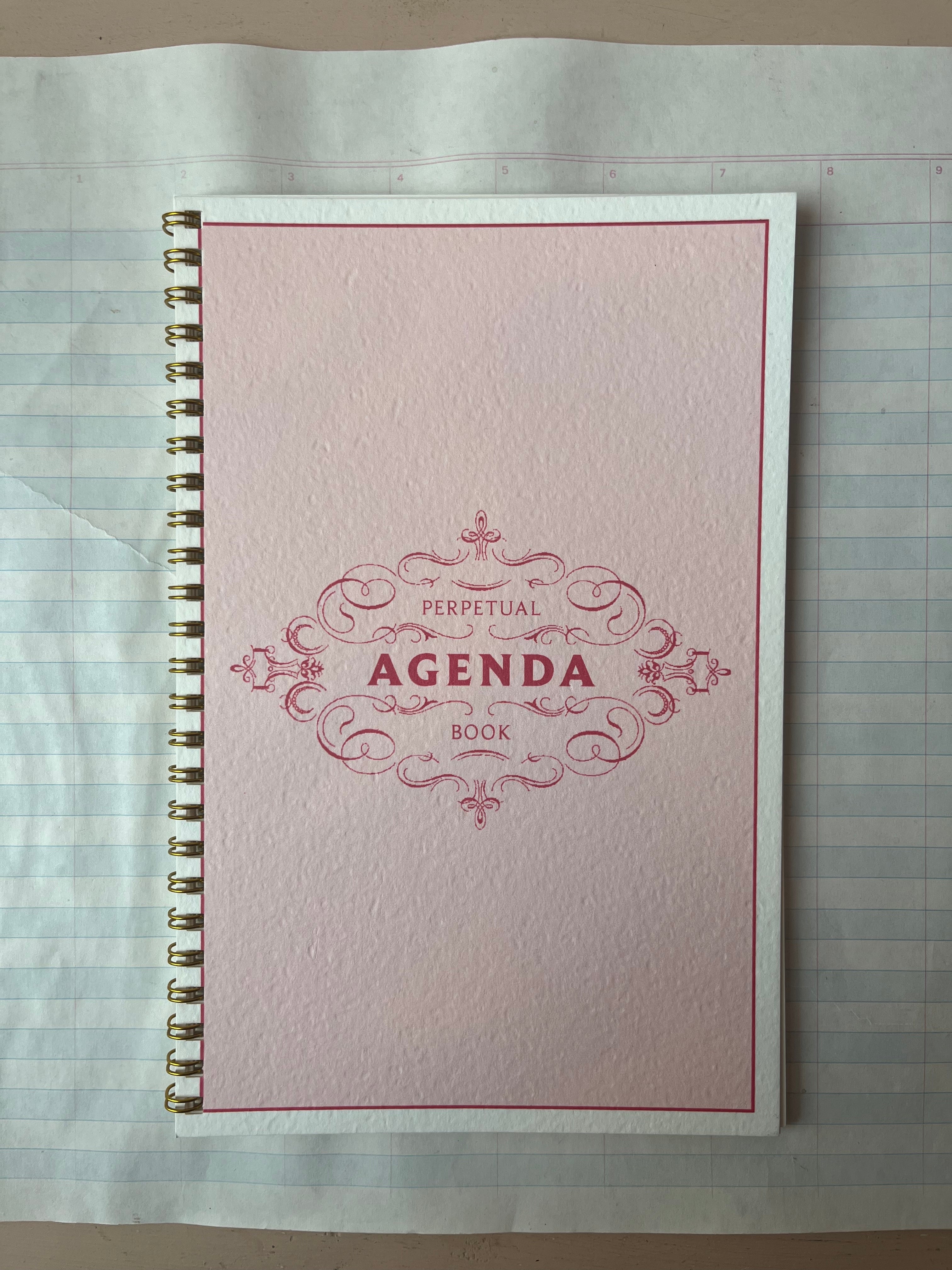 Perpetual Weekly Agenda Pink Scrollwork