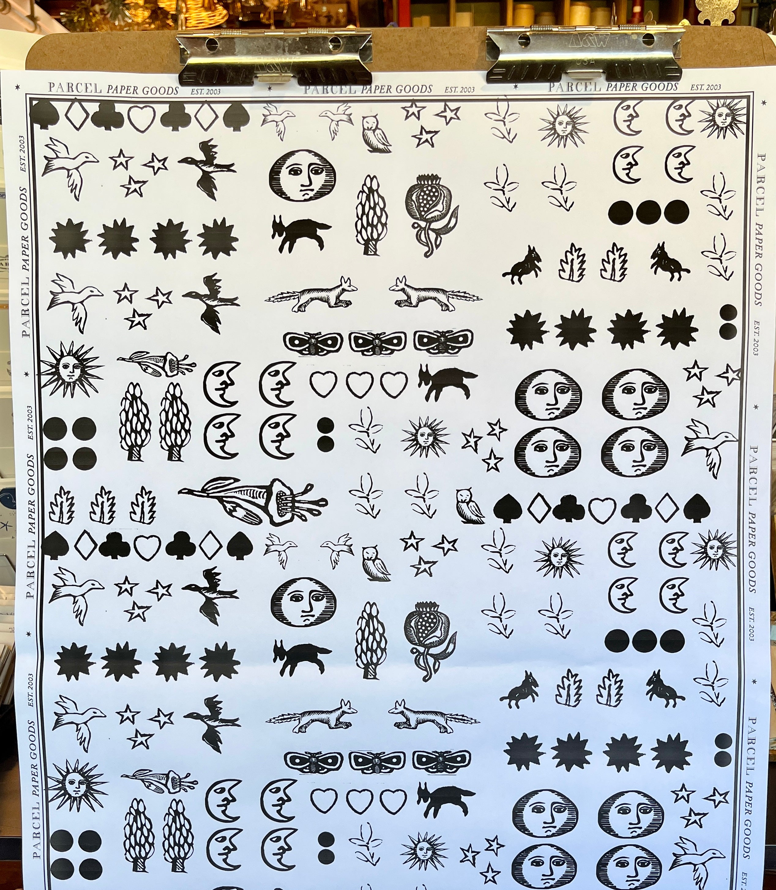 Parcel Artisan Wrapping Paper, Block Print