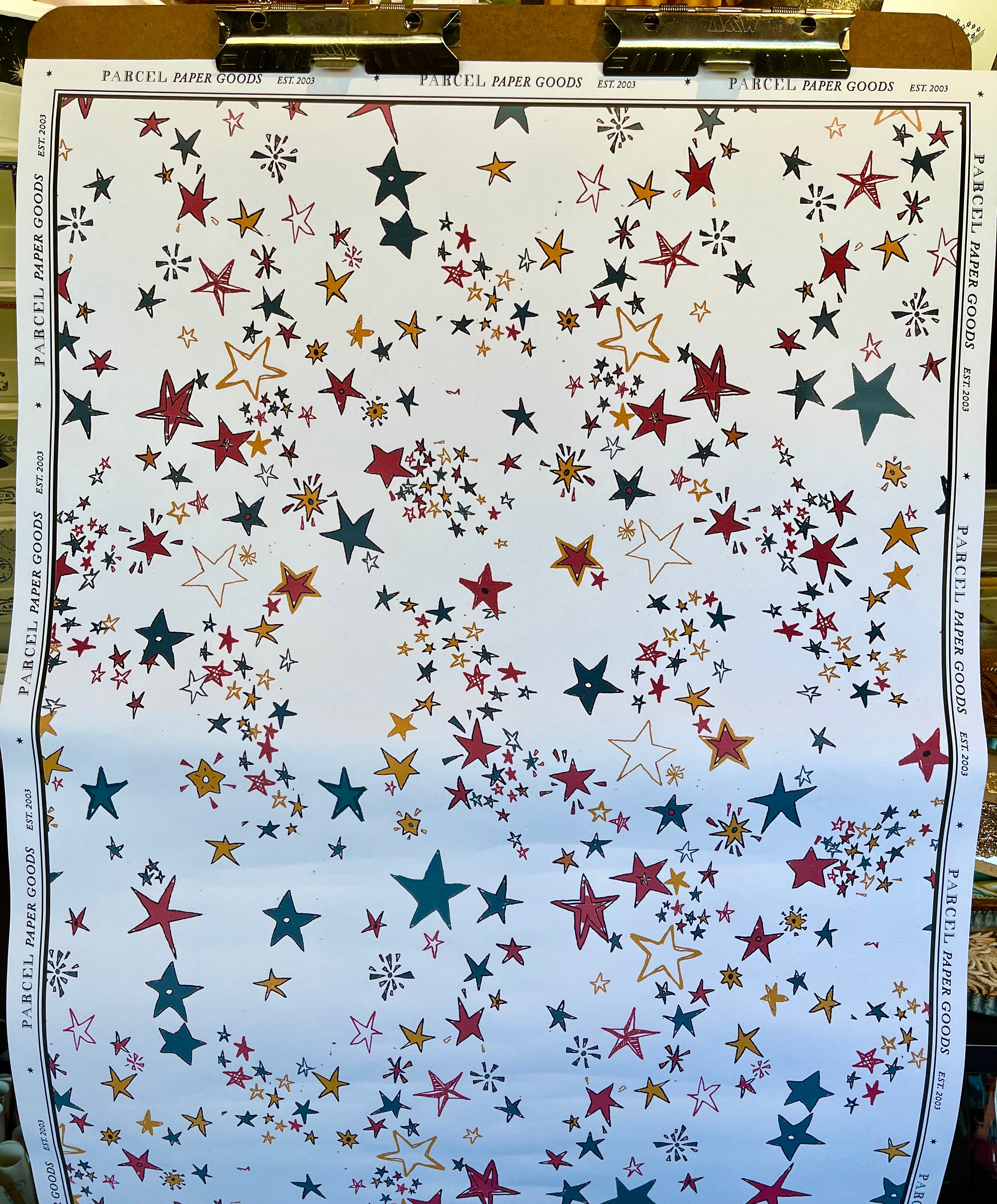 Parcel Artisan Wrapping Paper, Shining Stars