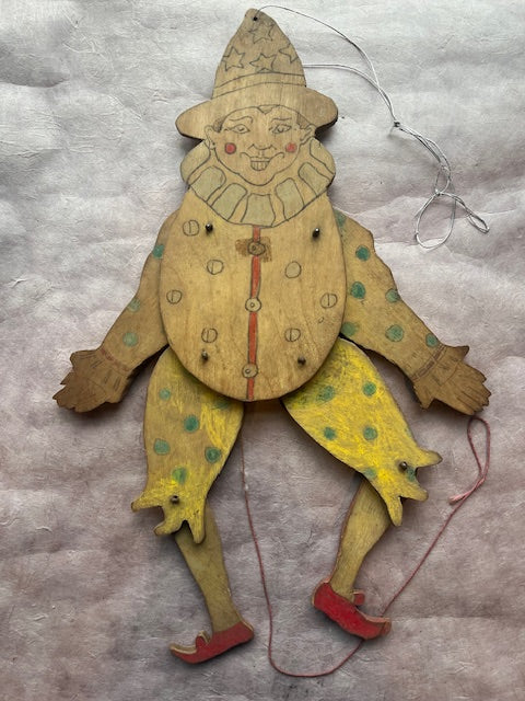 Vintage Pull Toy Dancing Clown Doll