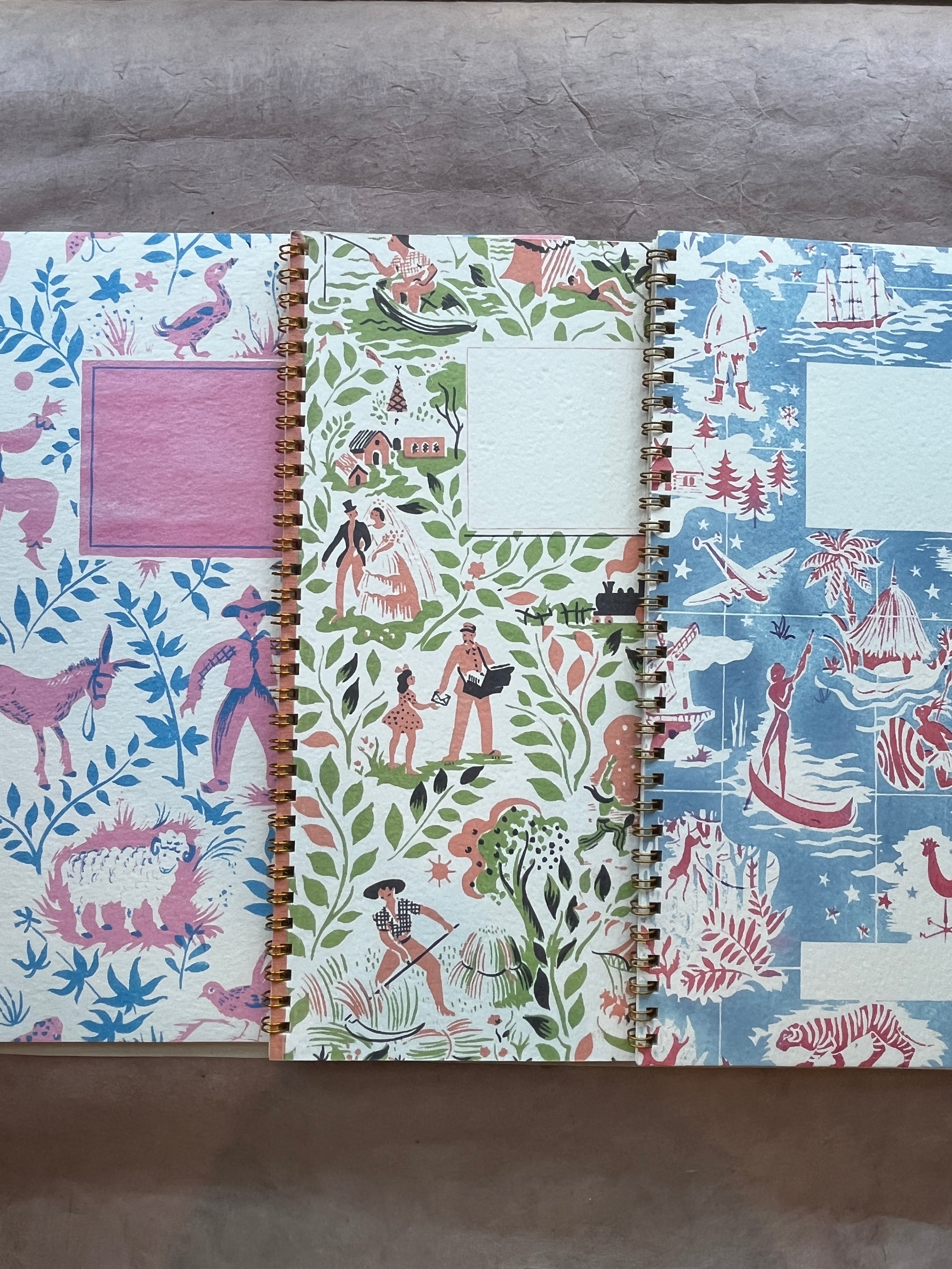 French Storybook Notebook - Peach and Green