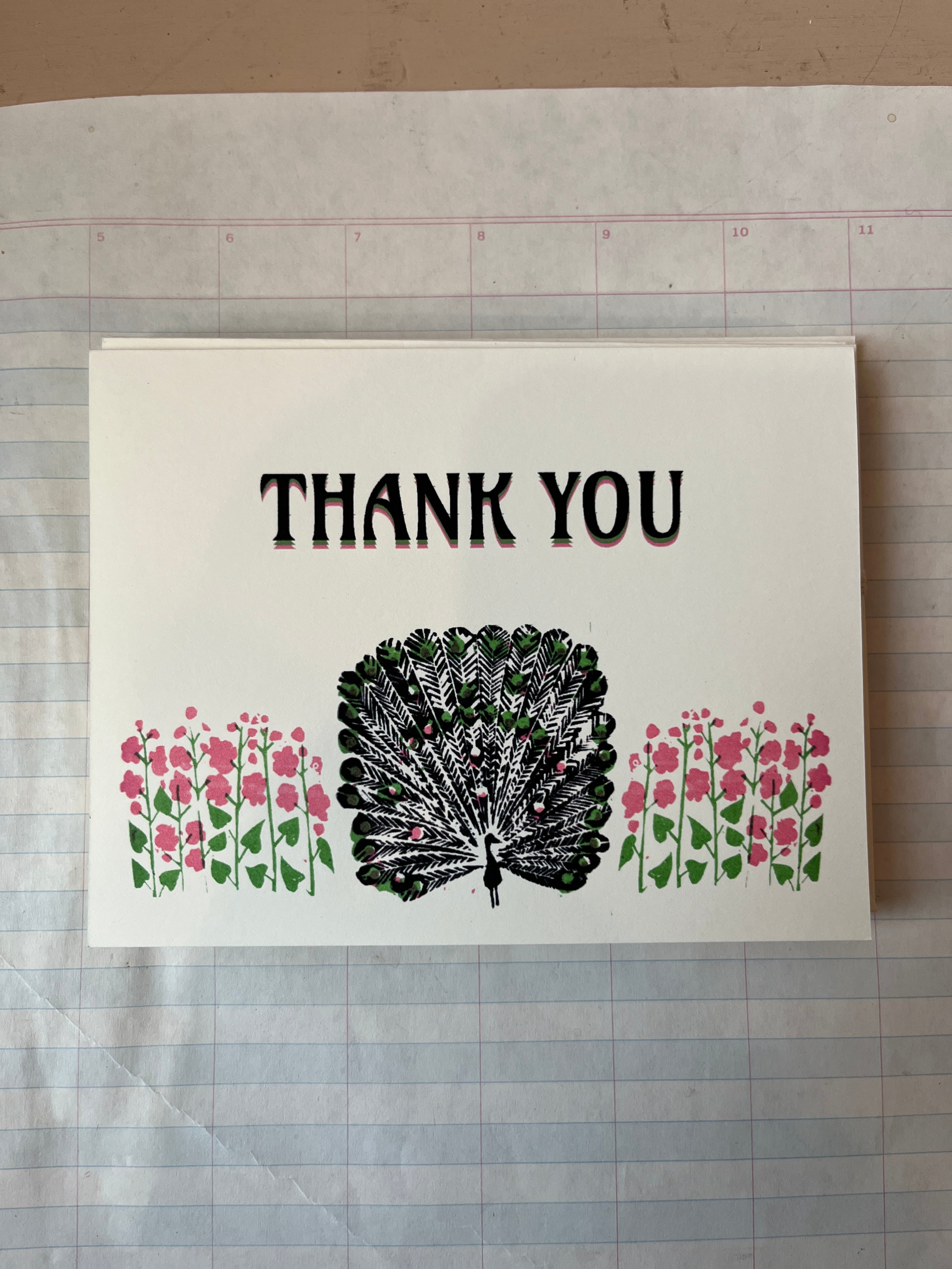 Peacock Thank you Notecard Set