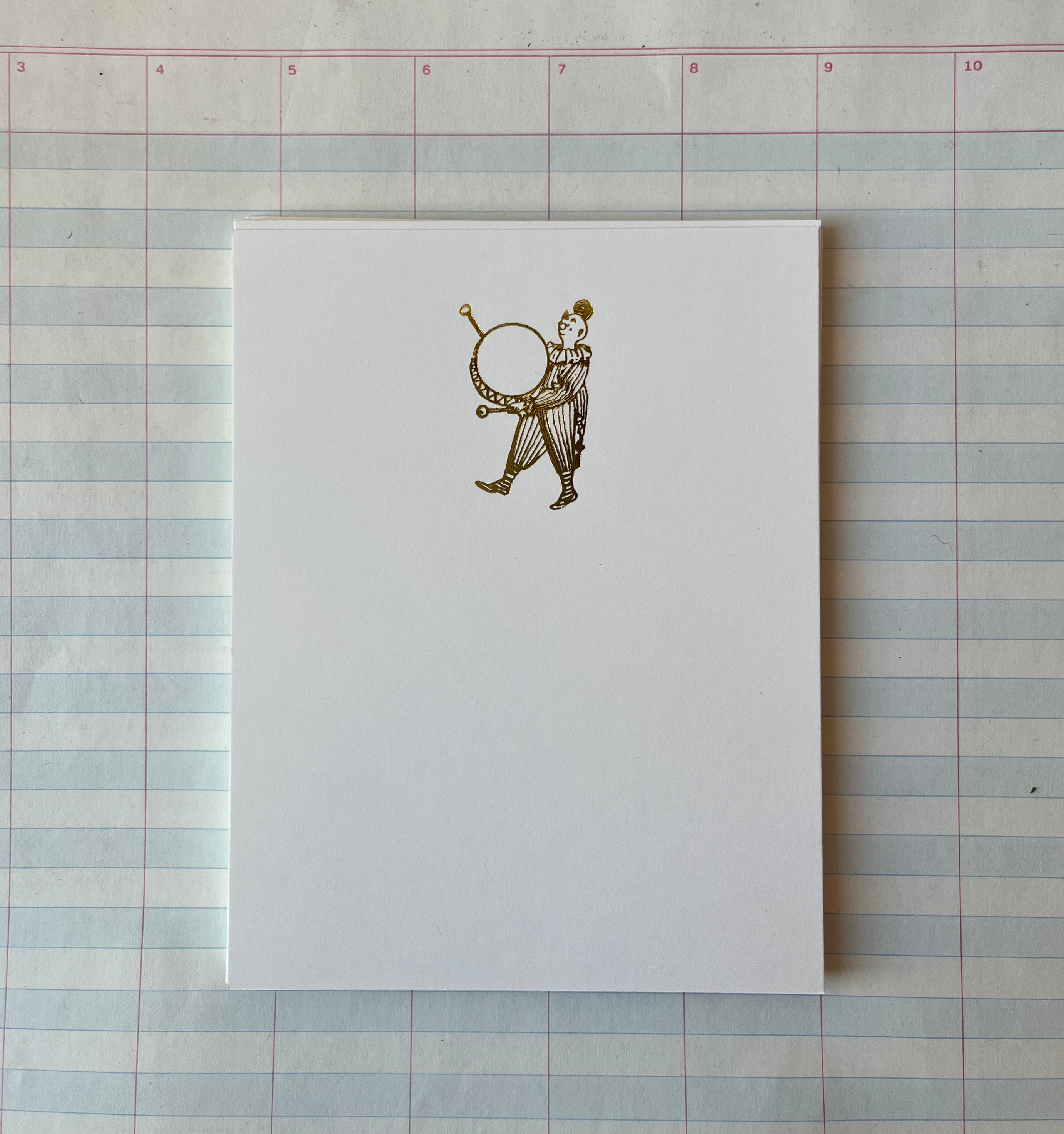 Drumming Clown Foil Pressed Stationery