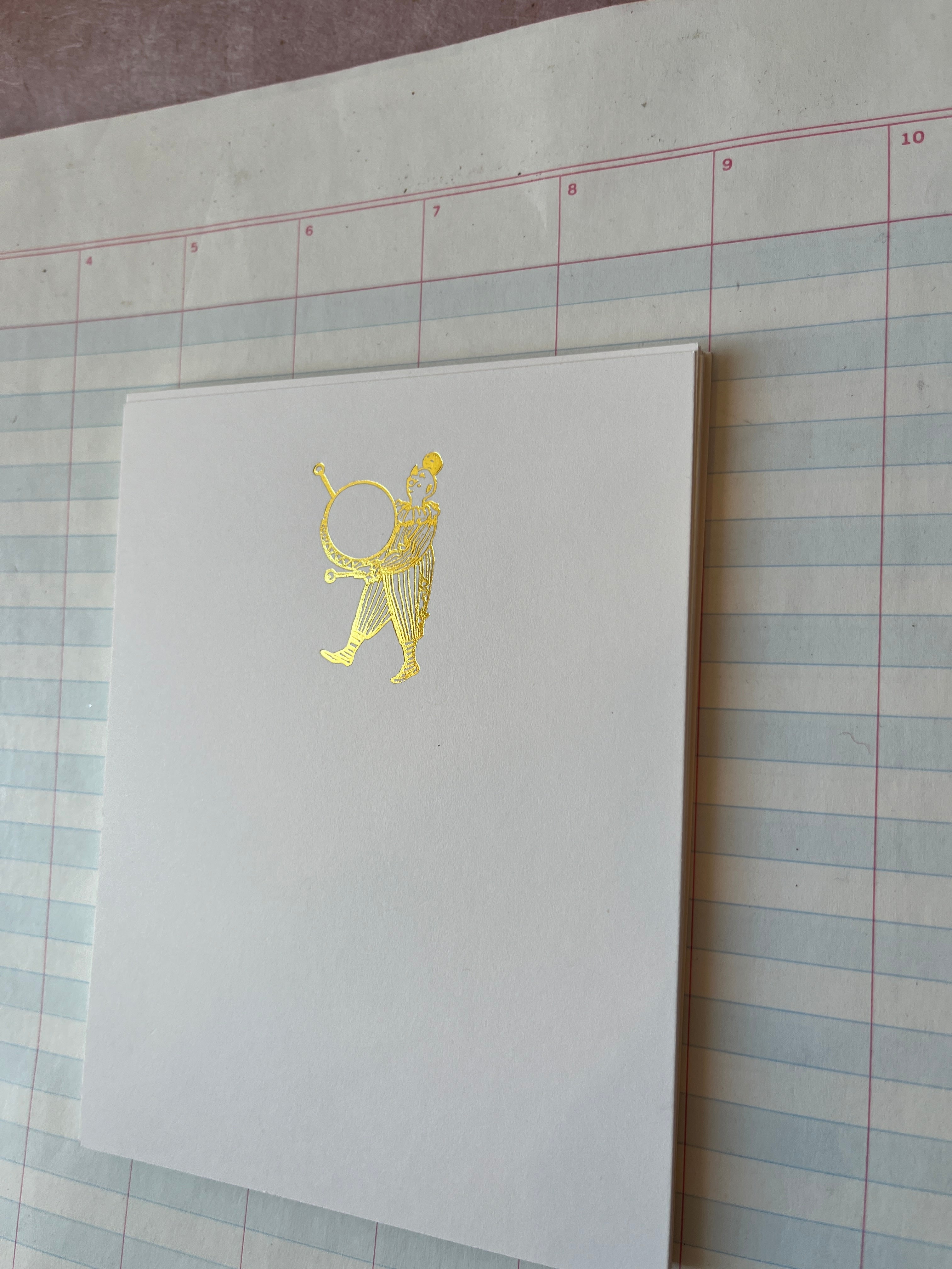 Drumming Clown Foil Pressed Stationery