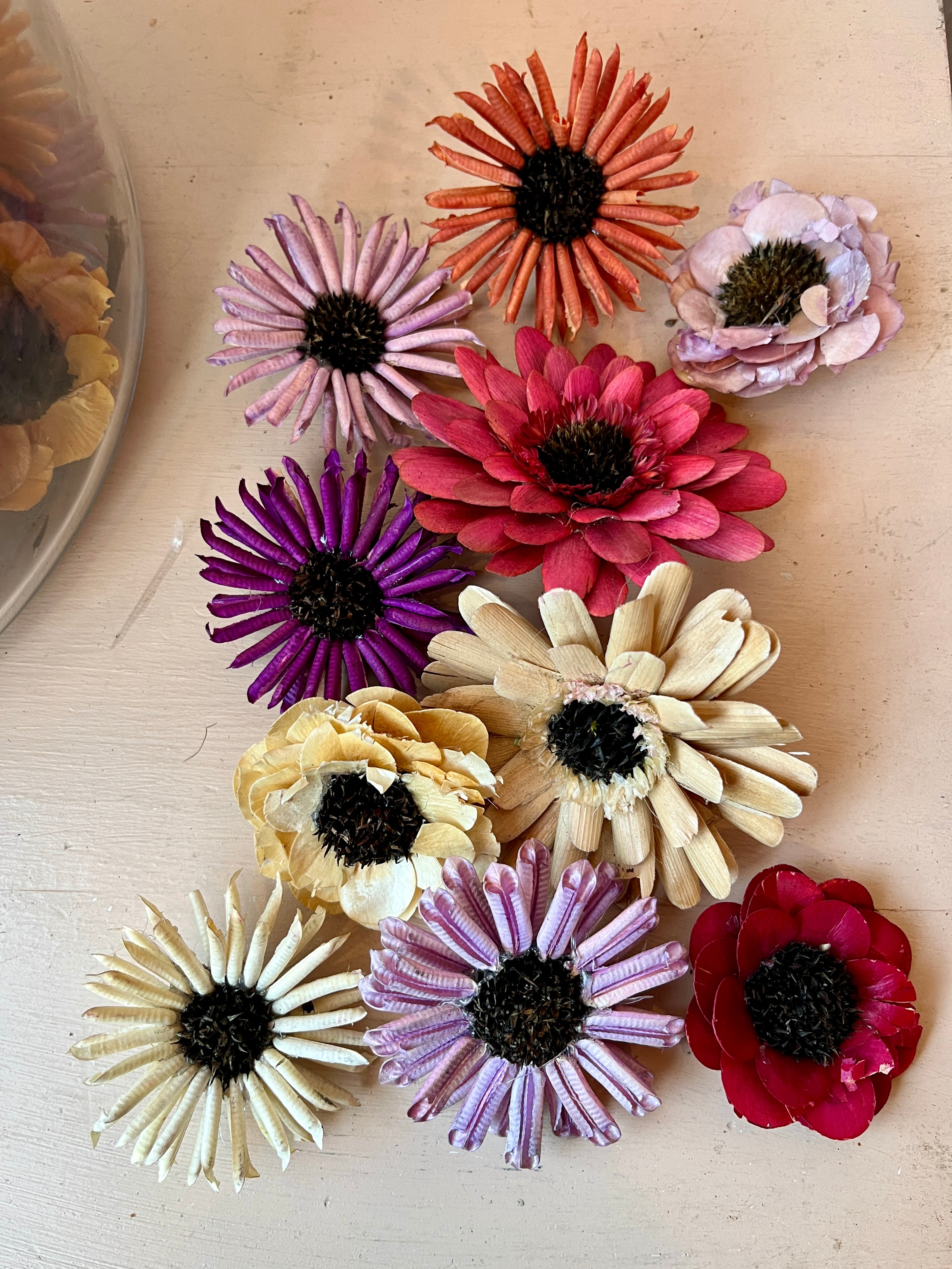 Natural Dyed Wood Flower Heads
