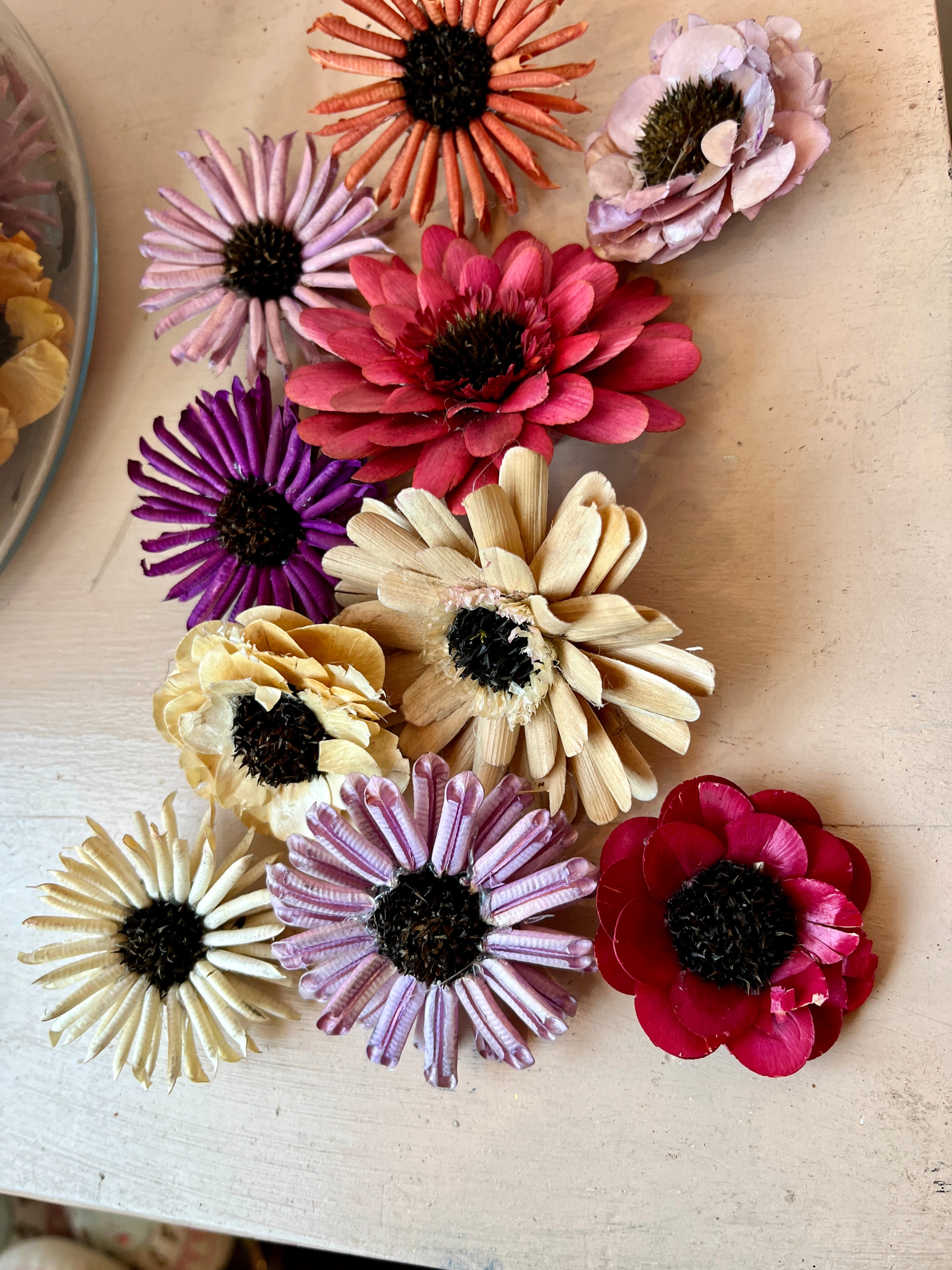 Natural Dyed Wood Flower Heads