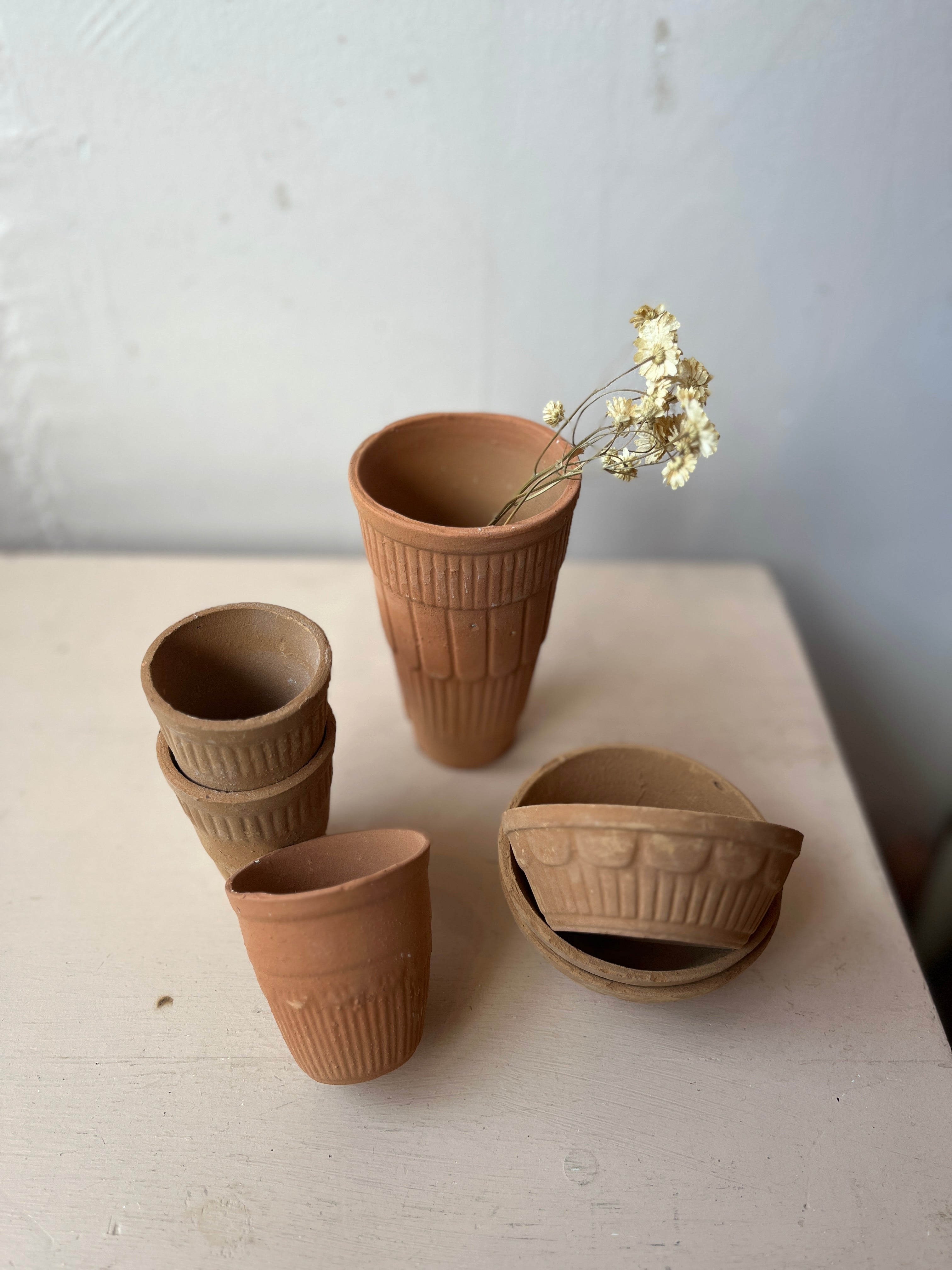 Terracotta Clay Pots and Saucers
