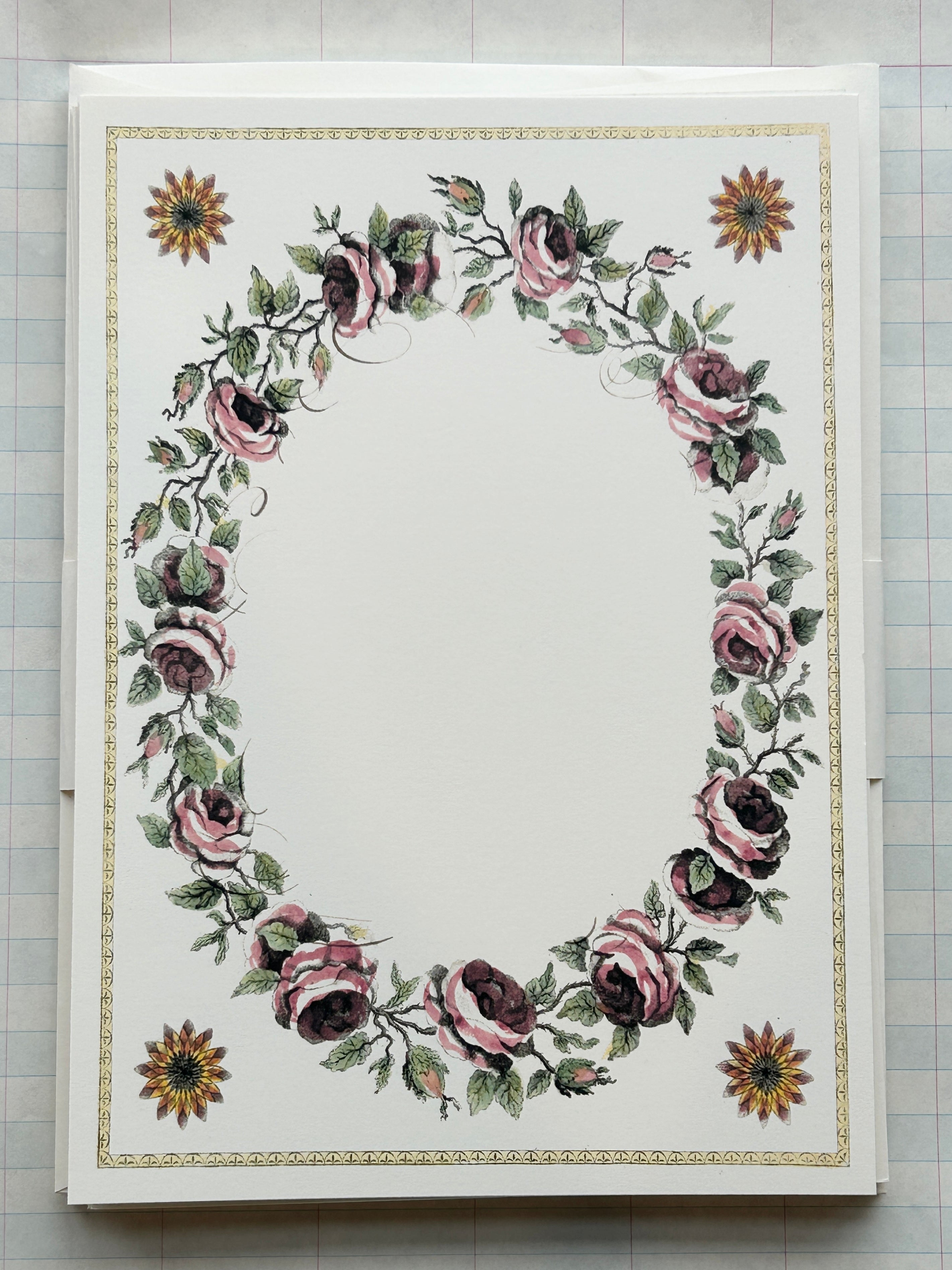 Rose Wreath Stationery Set