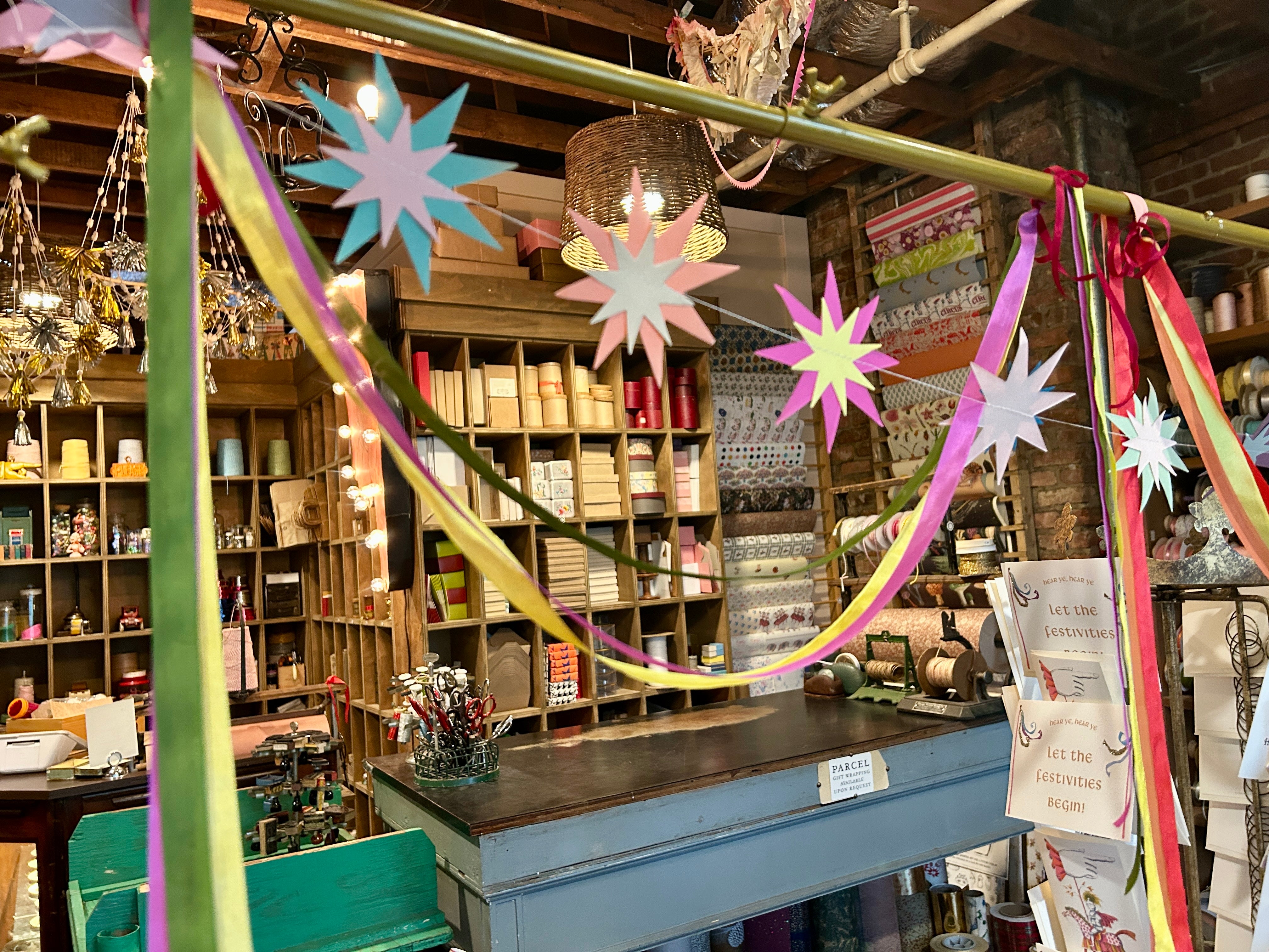 Vintage Paper Stitched Starburst Garland