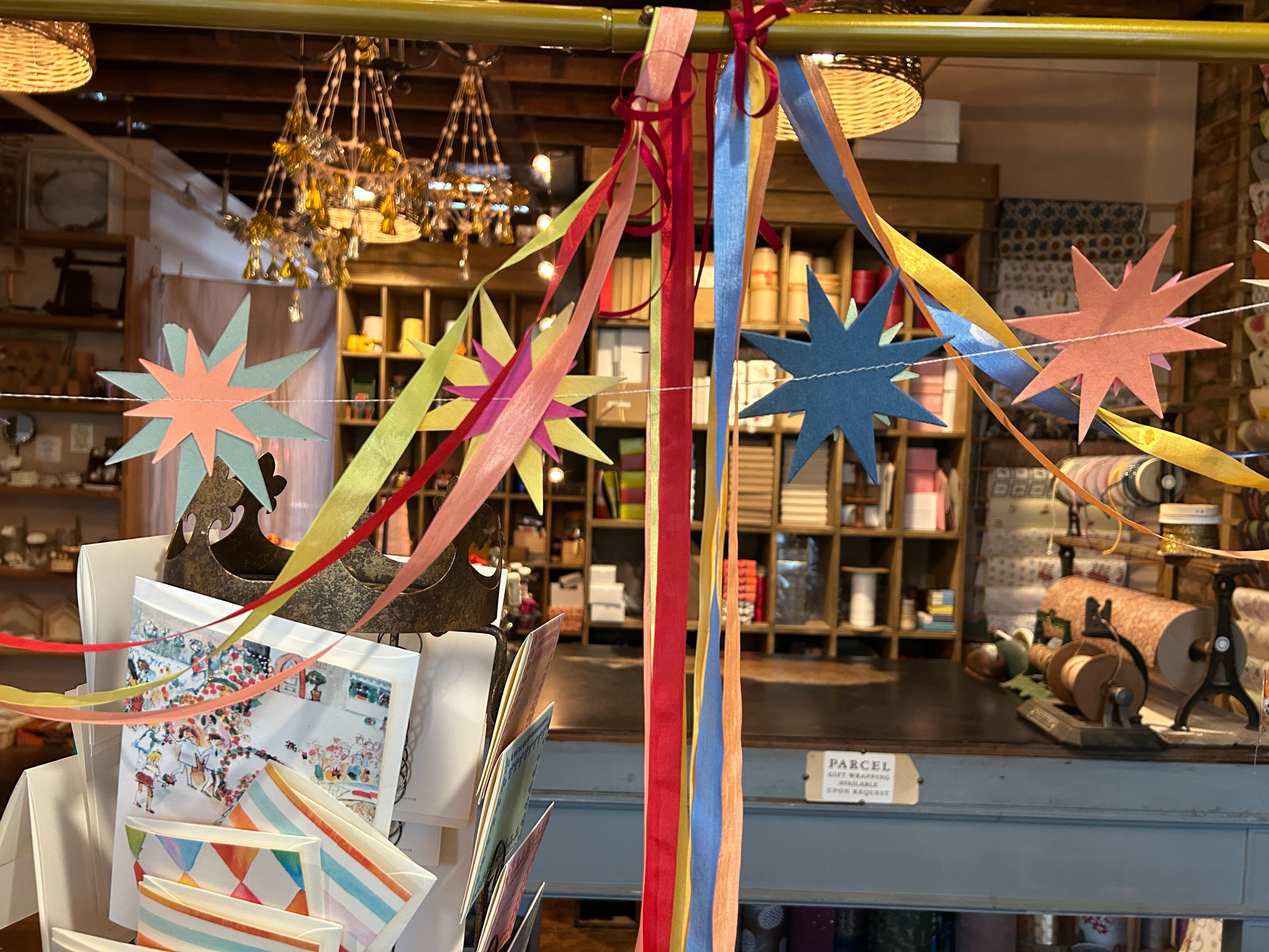 Vintage Paper Stitched Starburst Garland