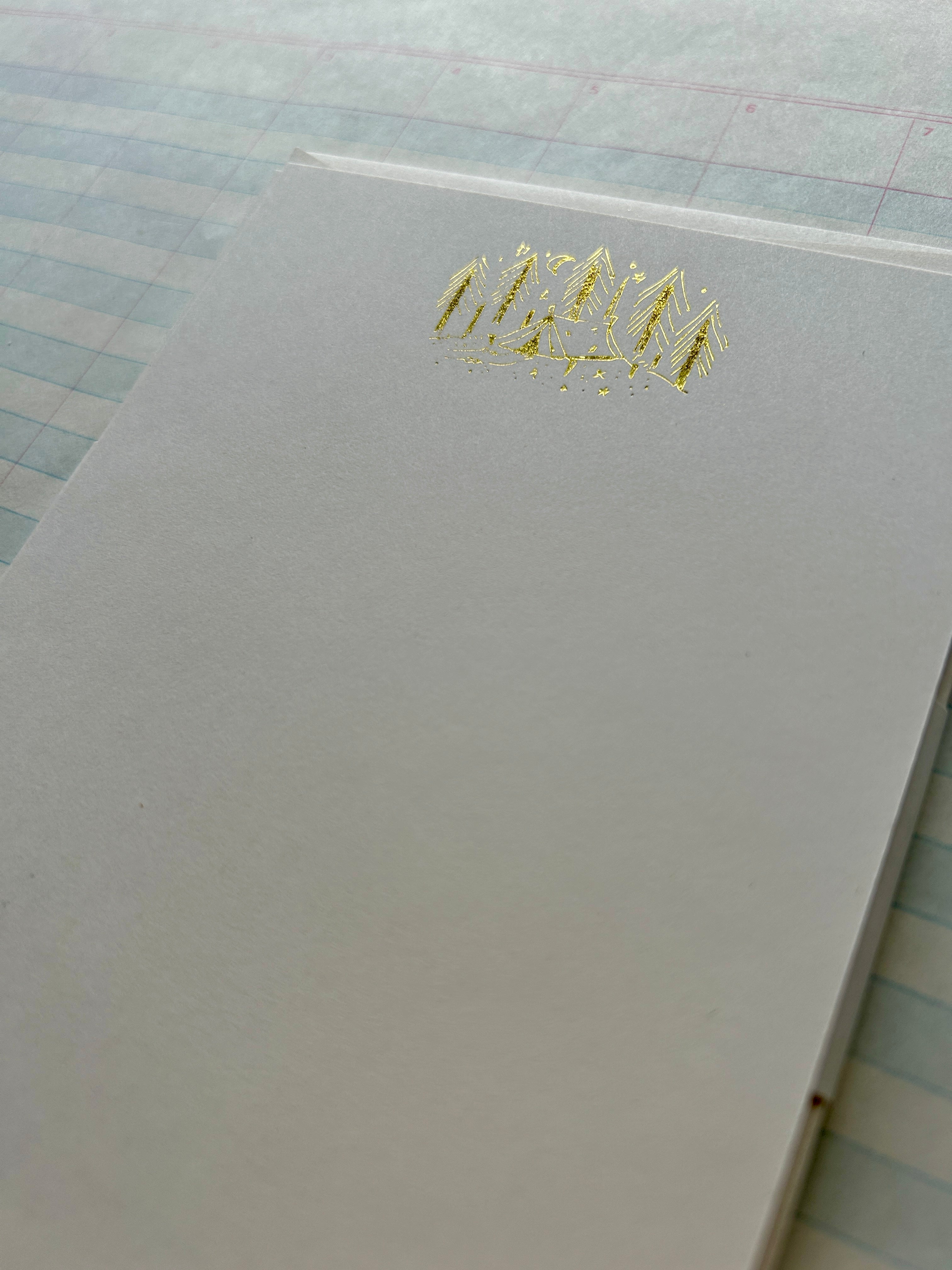 Camping Scene Foil Pressed Stationery