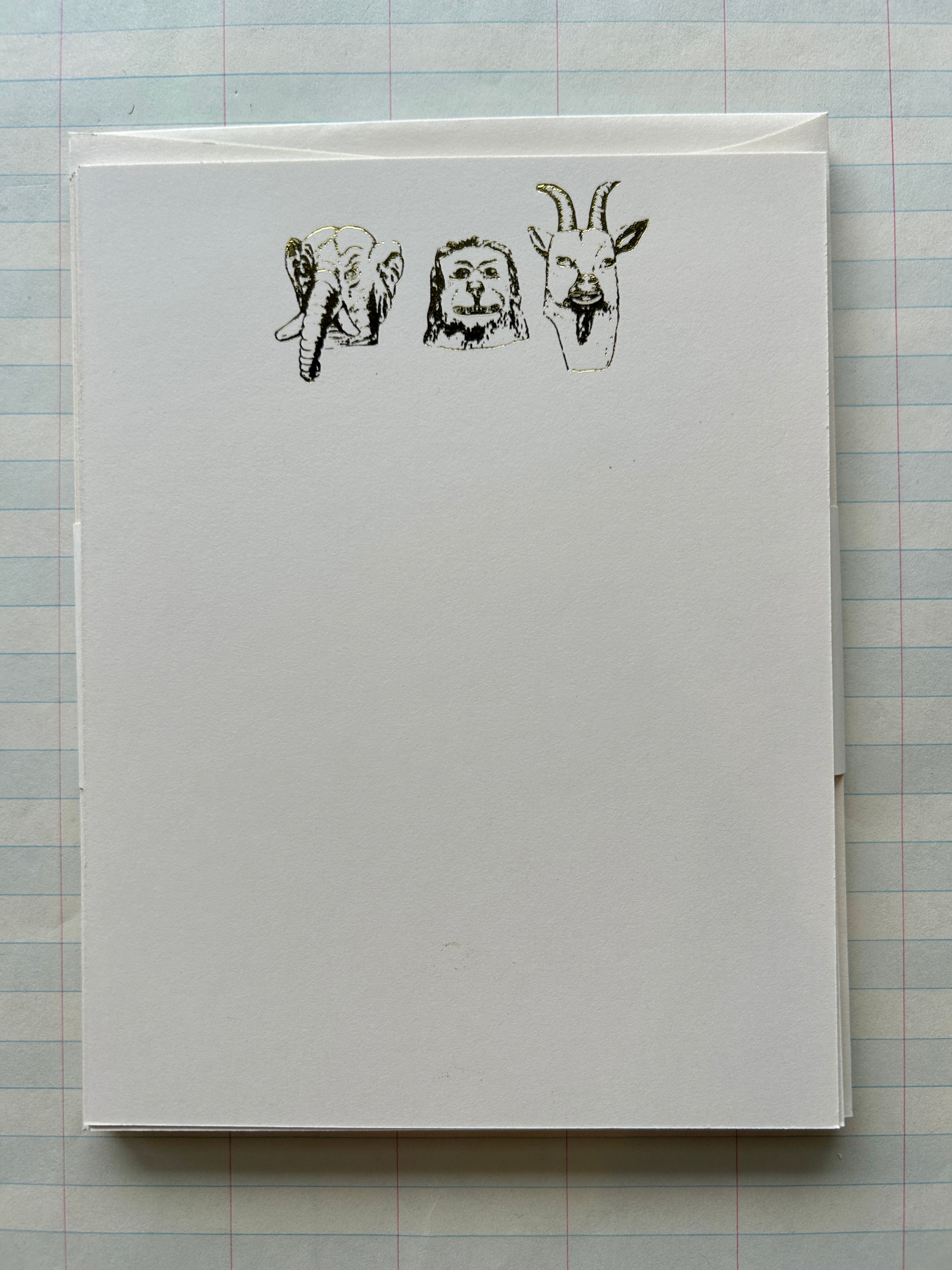 Animal Trio Foil Pressed Stationery