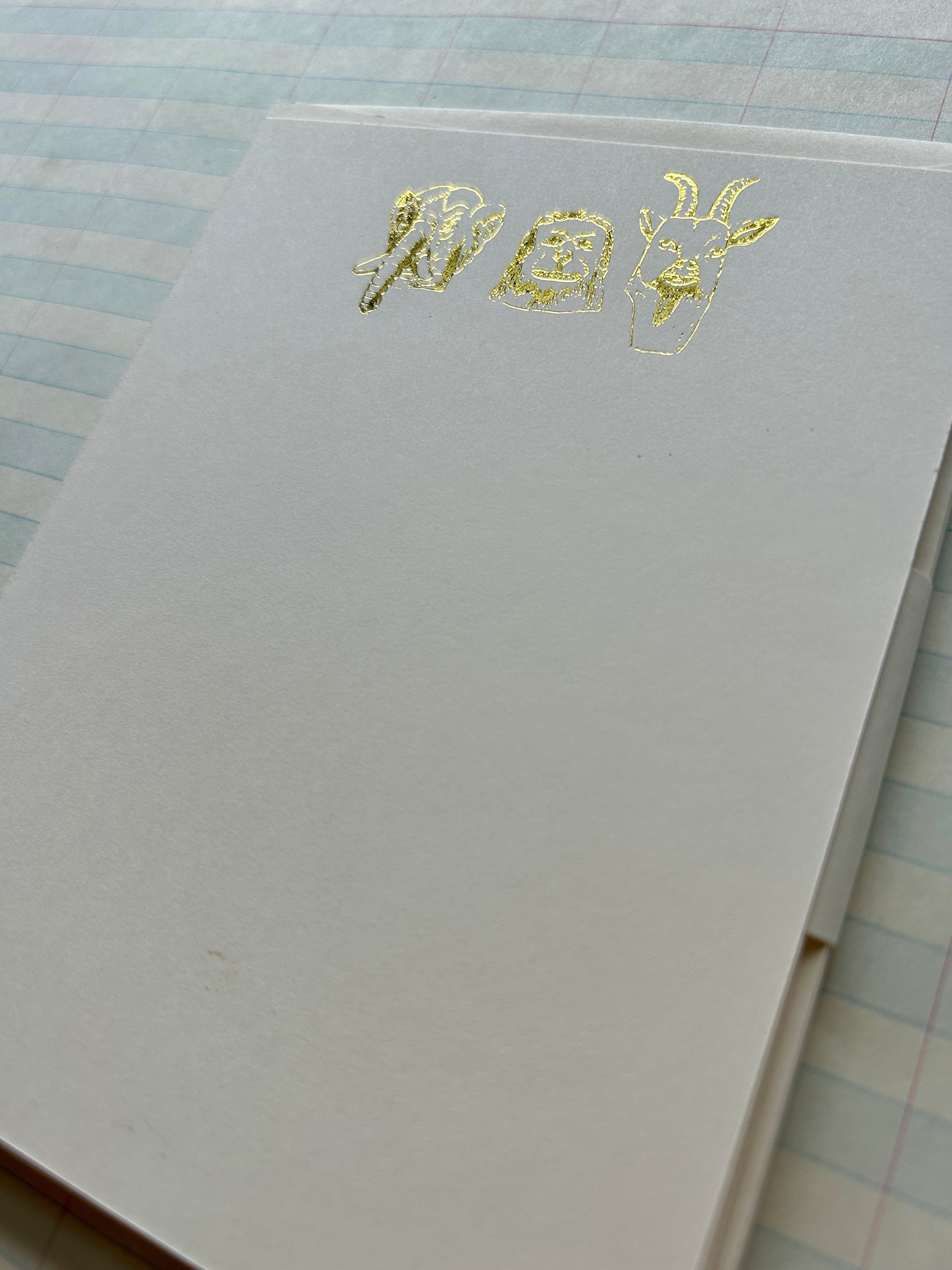 Animal Trio Foil Pressed Stationery