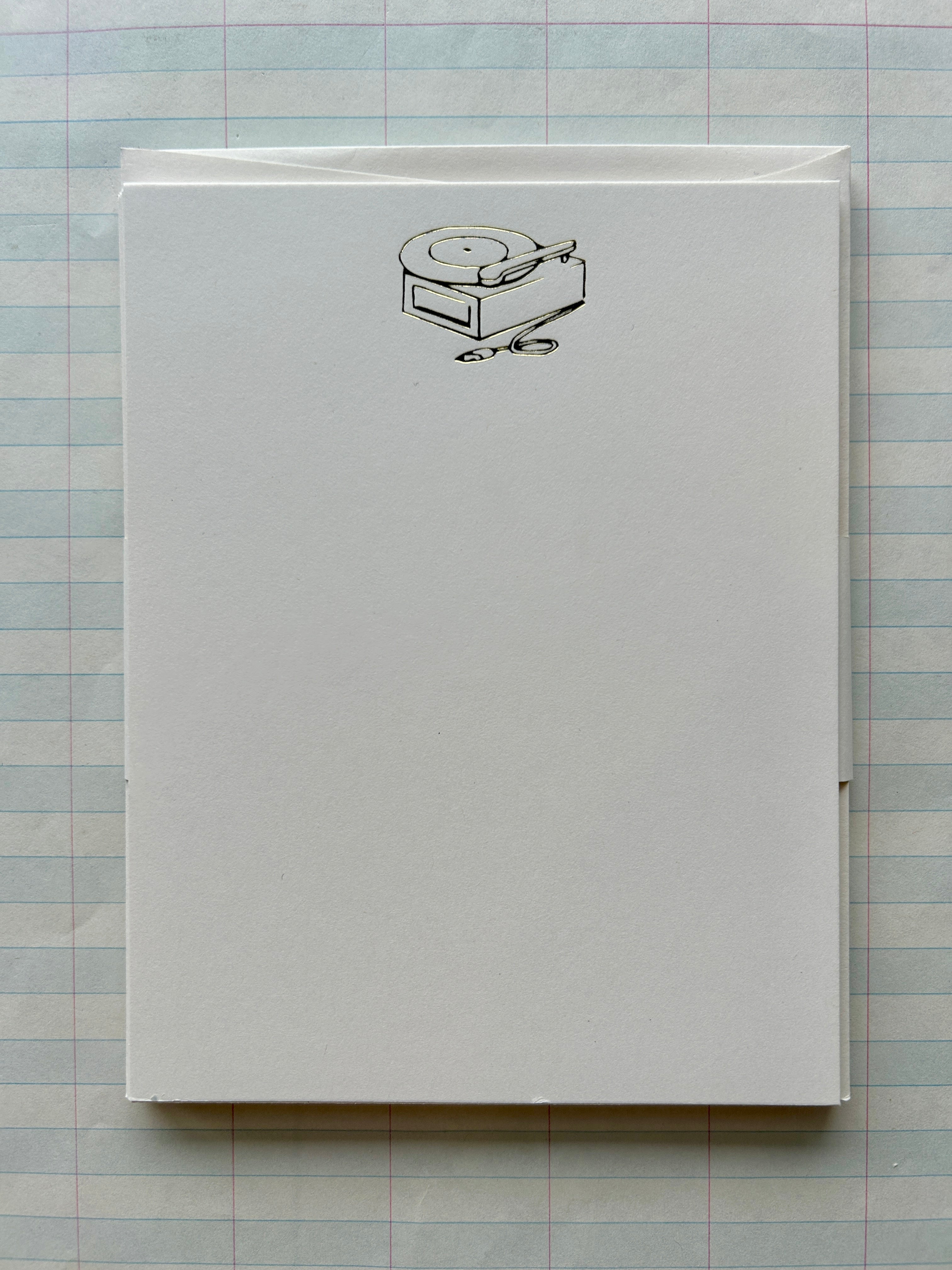 Record Player Foil Pressed Stationery