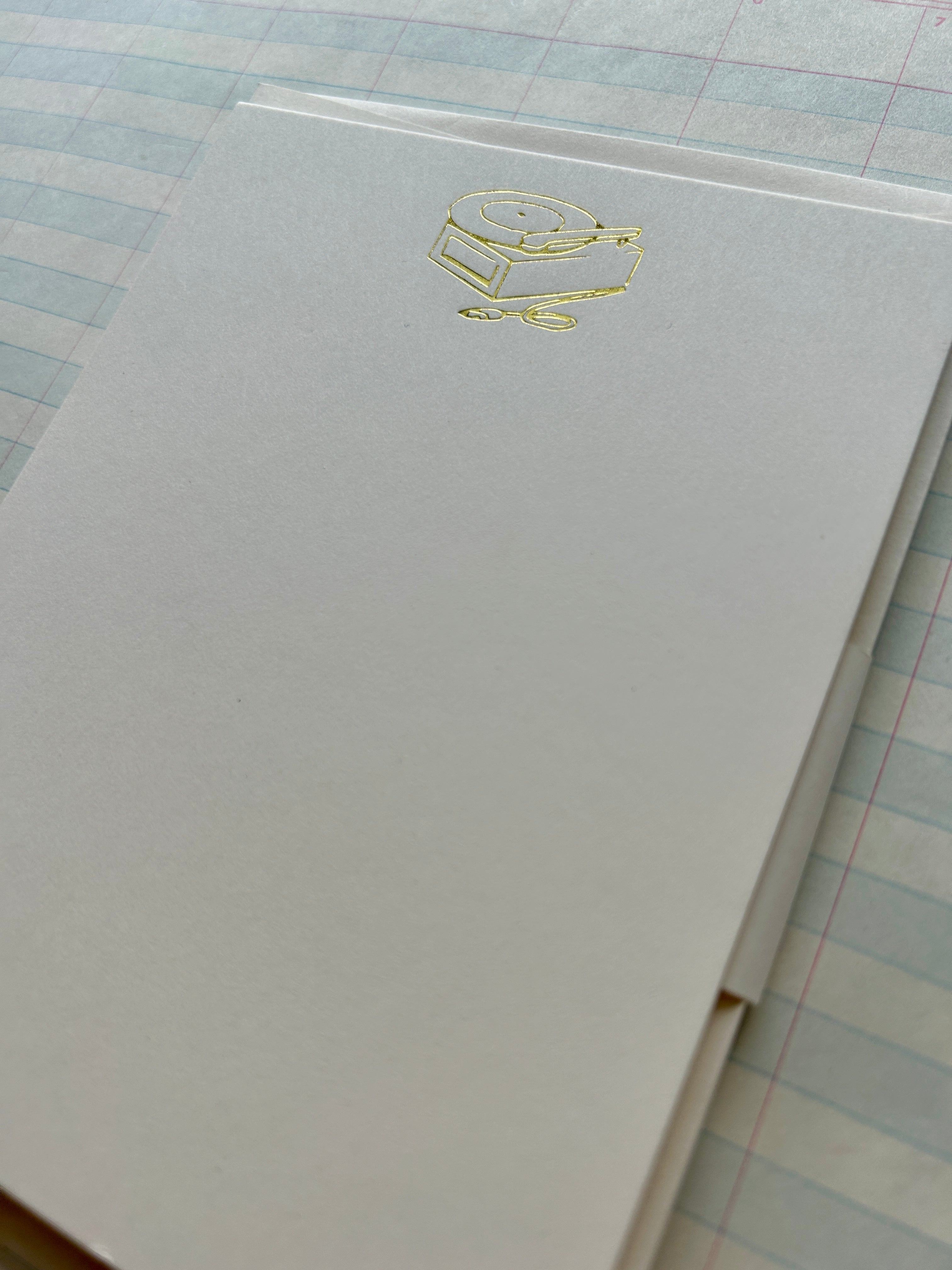 Record Player Foil Pressed Stationery