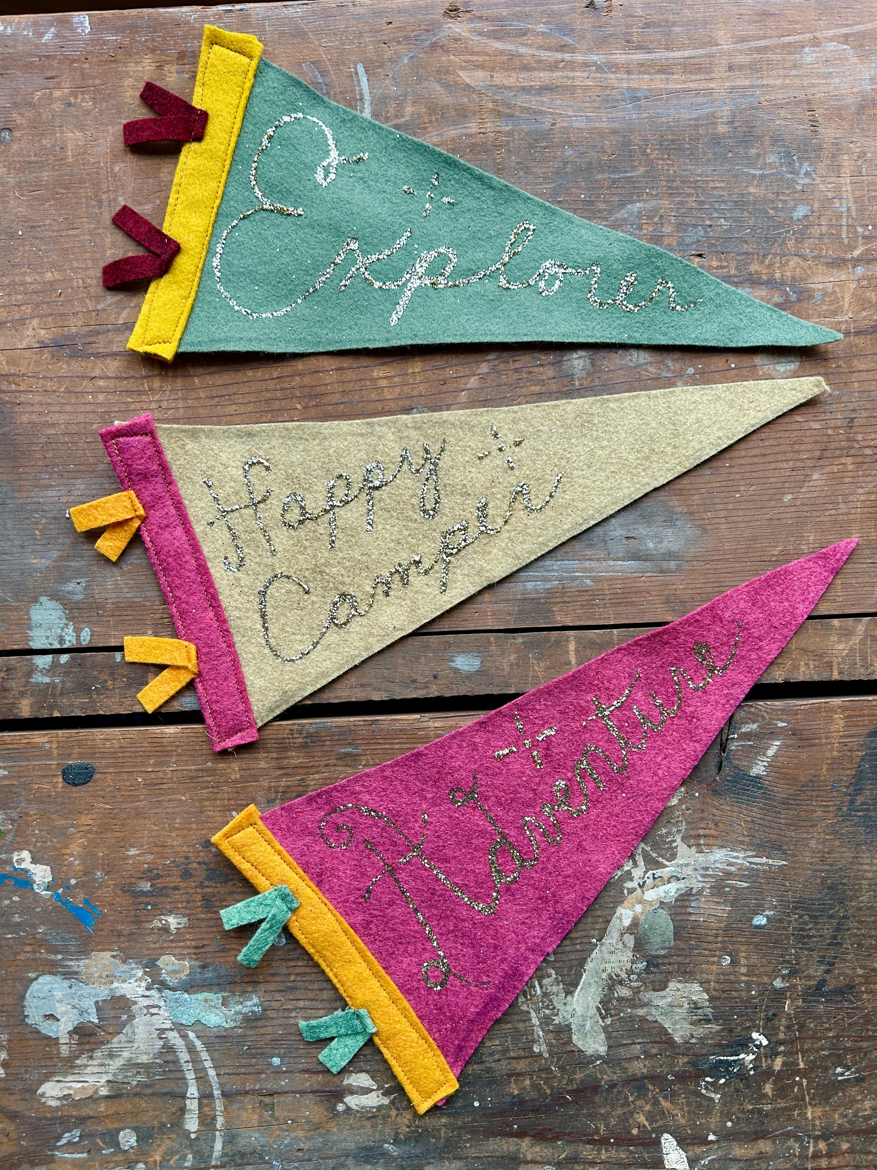 Handmade Glittered Wall Pennants