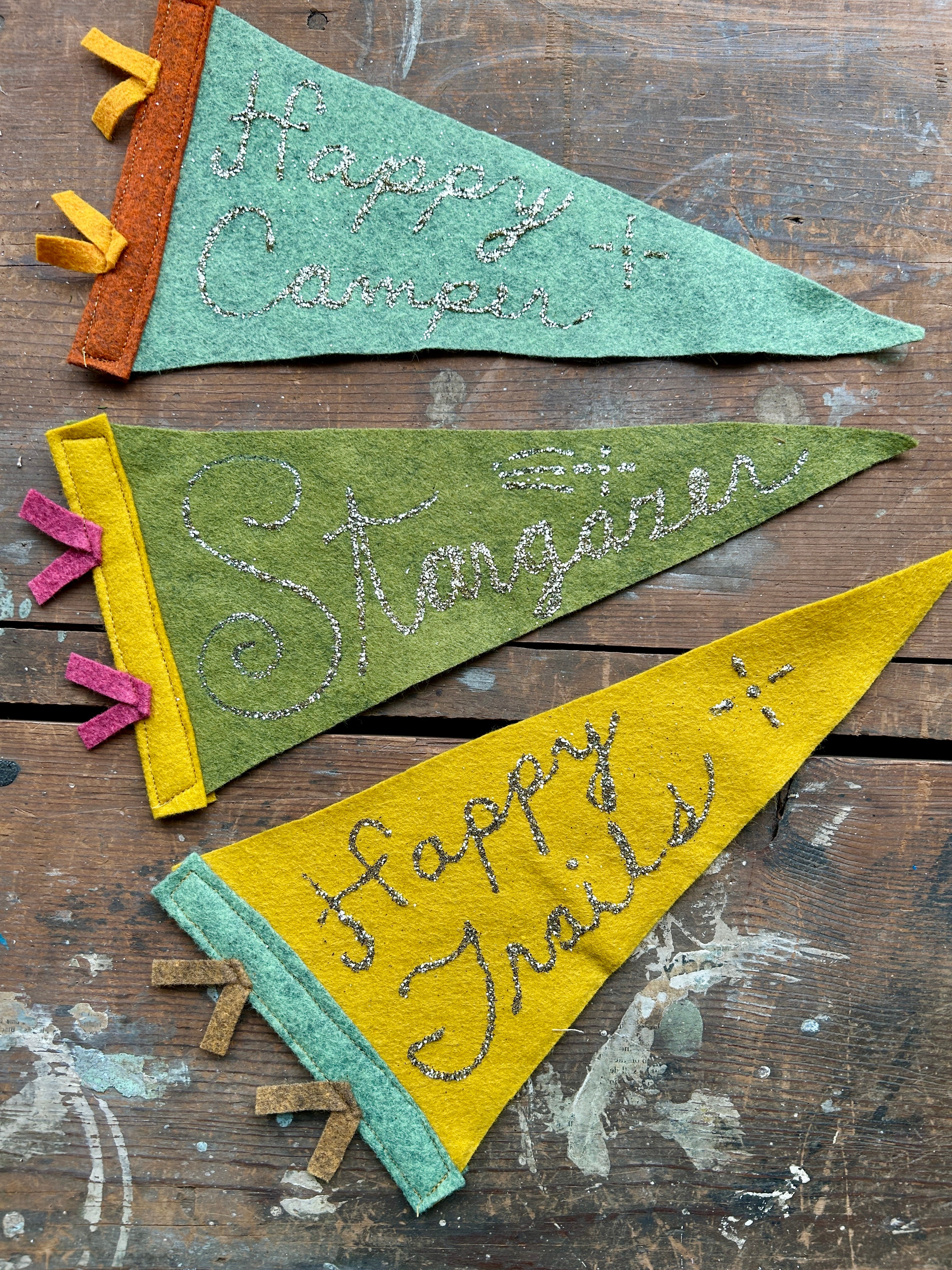 Handmade Glittered Wall Pennants