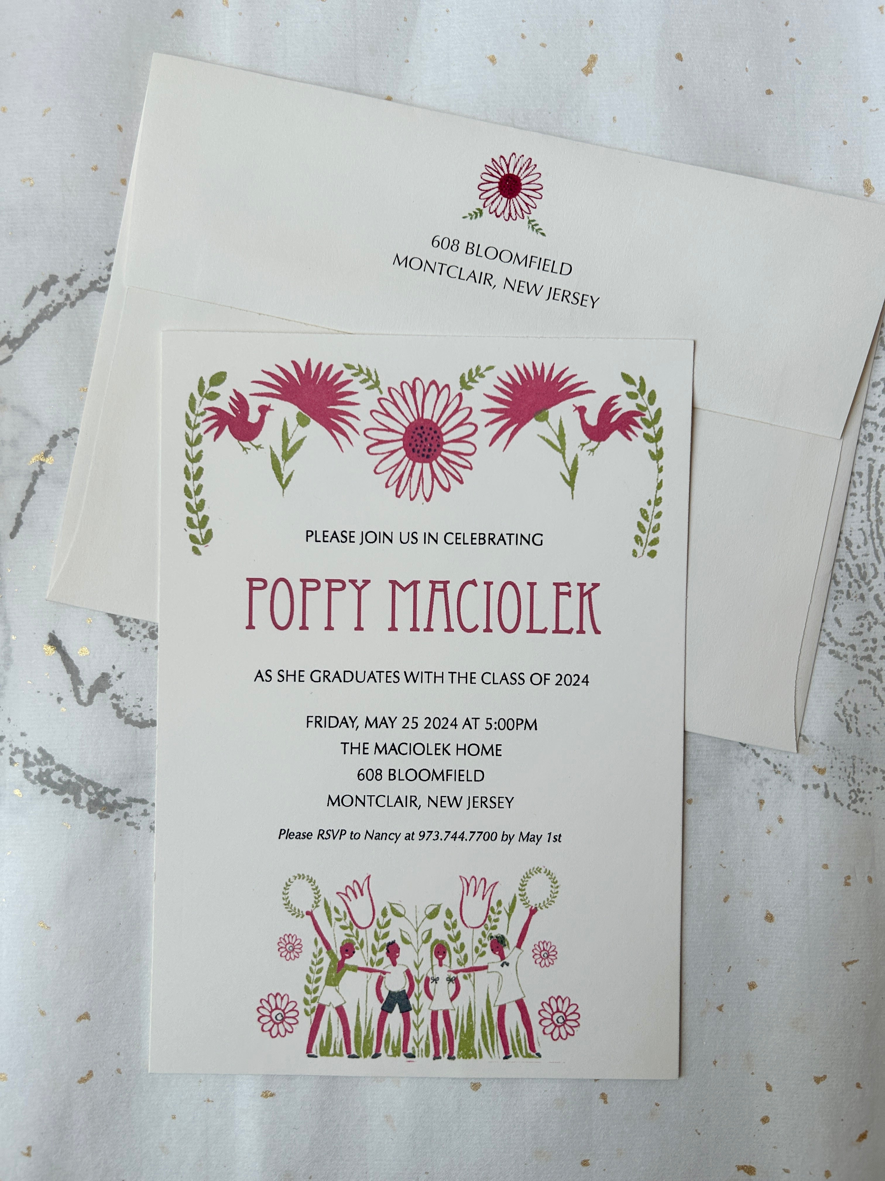 Happy Flowers Customizable Graduation Invitation