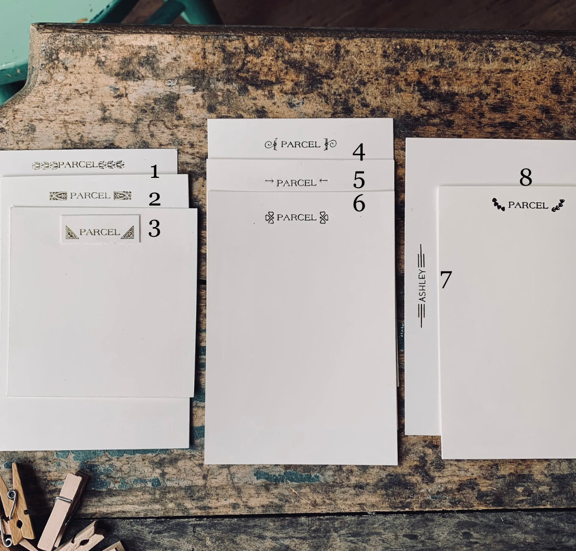 Parcel bespoke personalized stationery - The Bookend Series