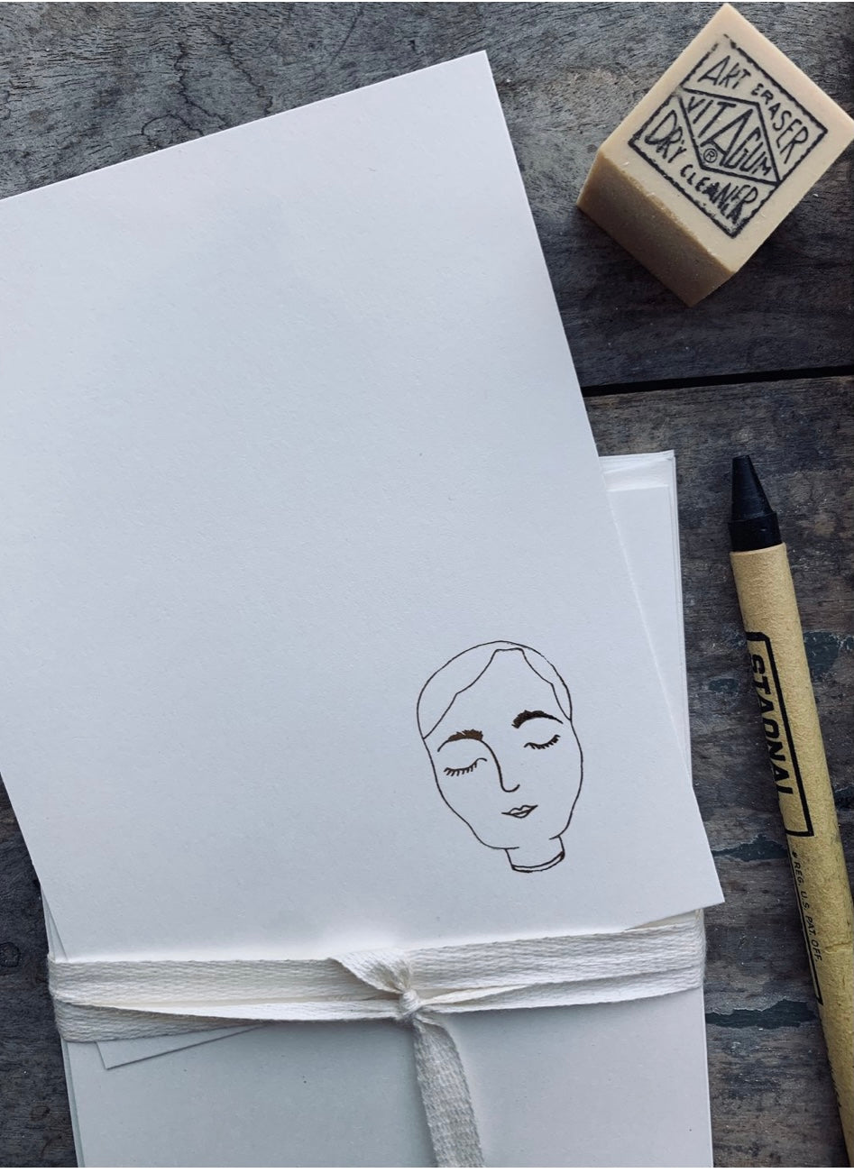 Lady Face by Skippy Cotton Foil-pressed Notecards