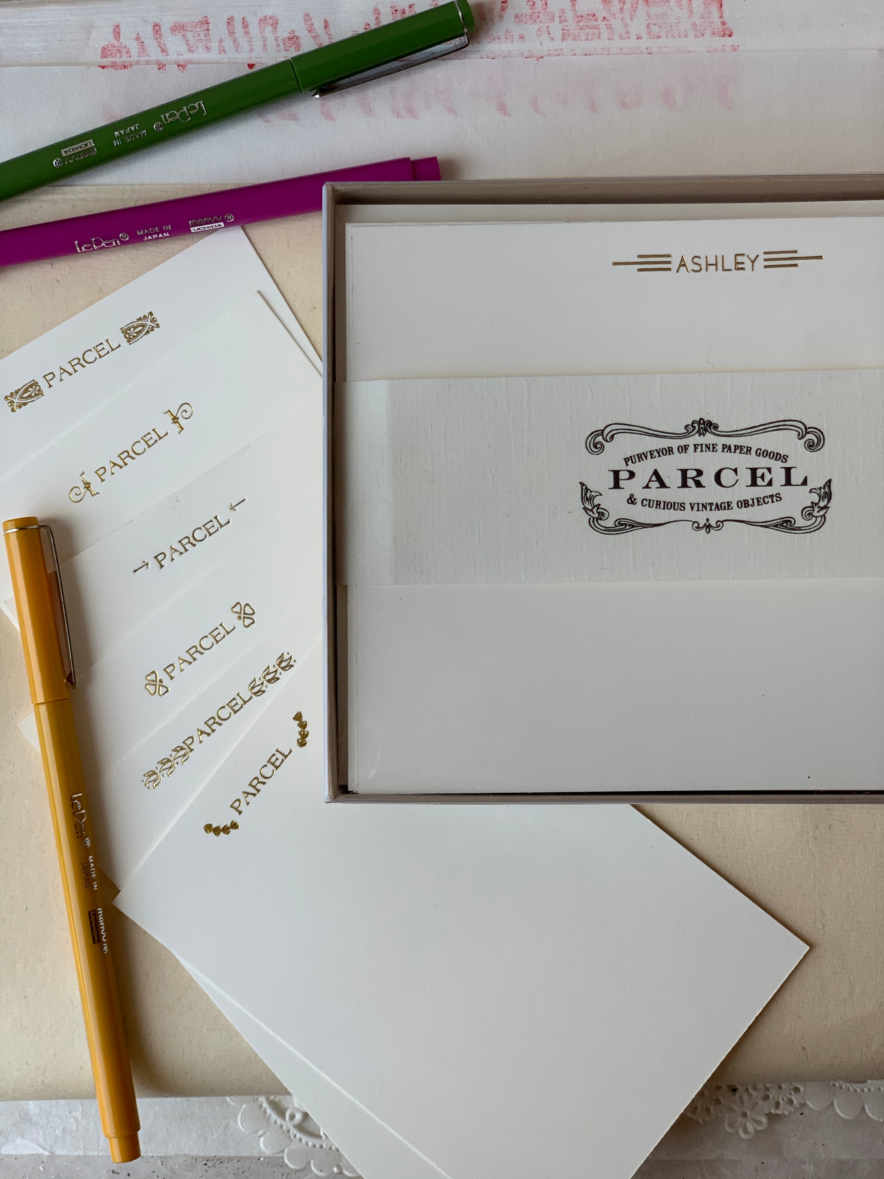 Parcel bespoke personalized stationery - The Bookend Series