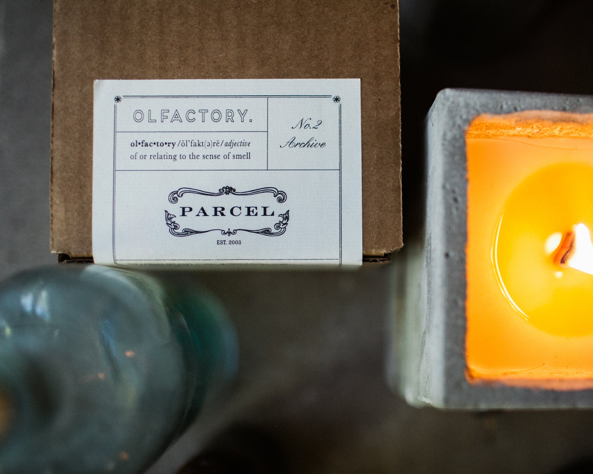 No. 2: Archive Parcel Olfactory Scented Candle in Concrete Vessel