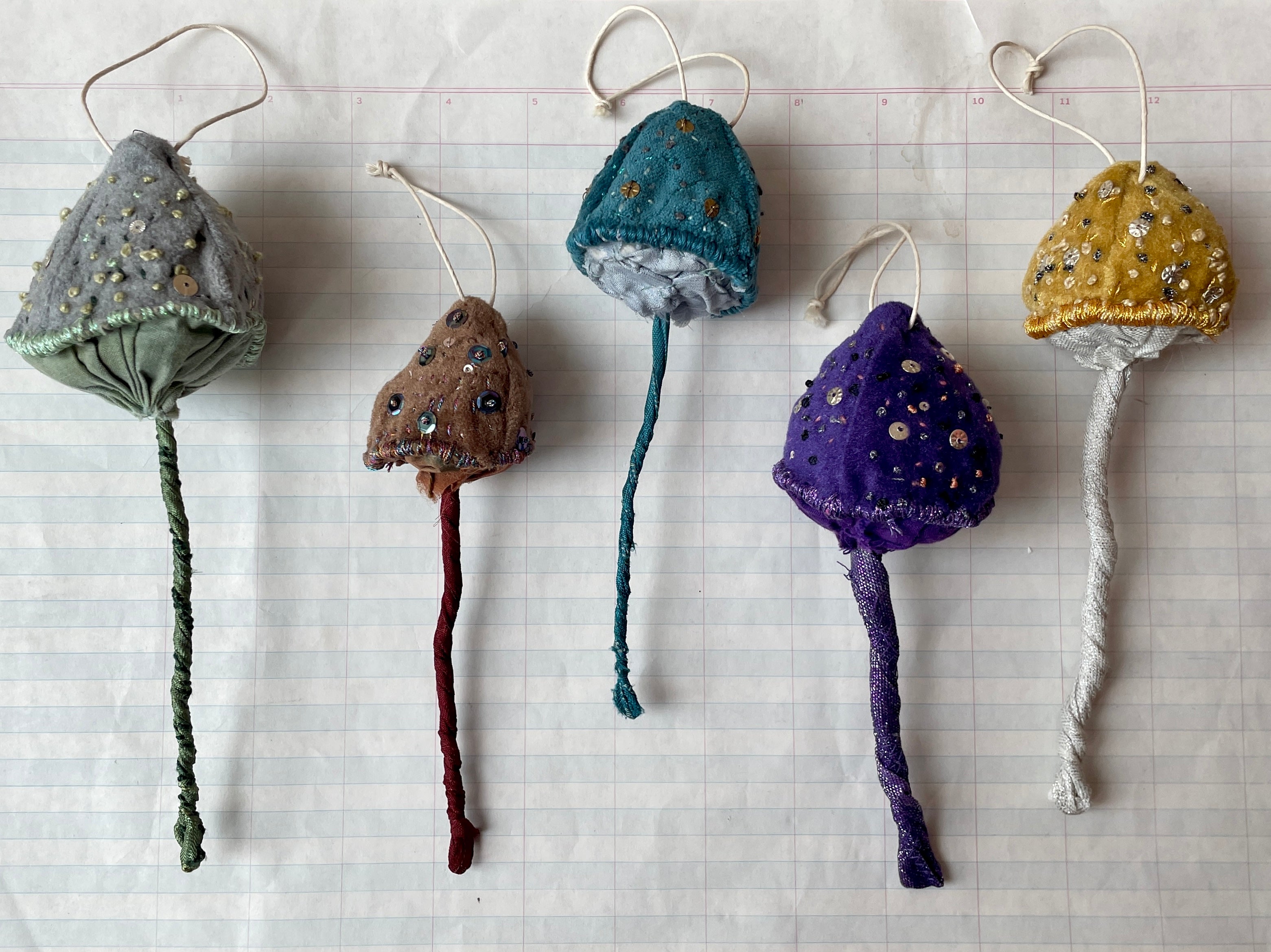 Velvet Embroidered Mushrooms