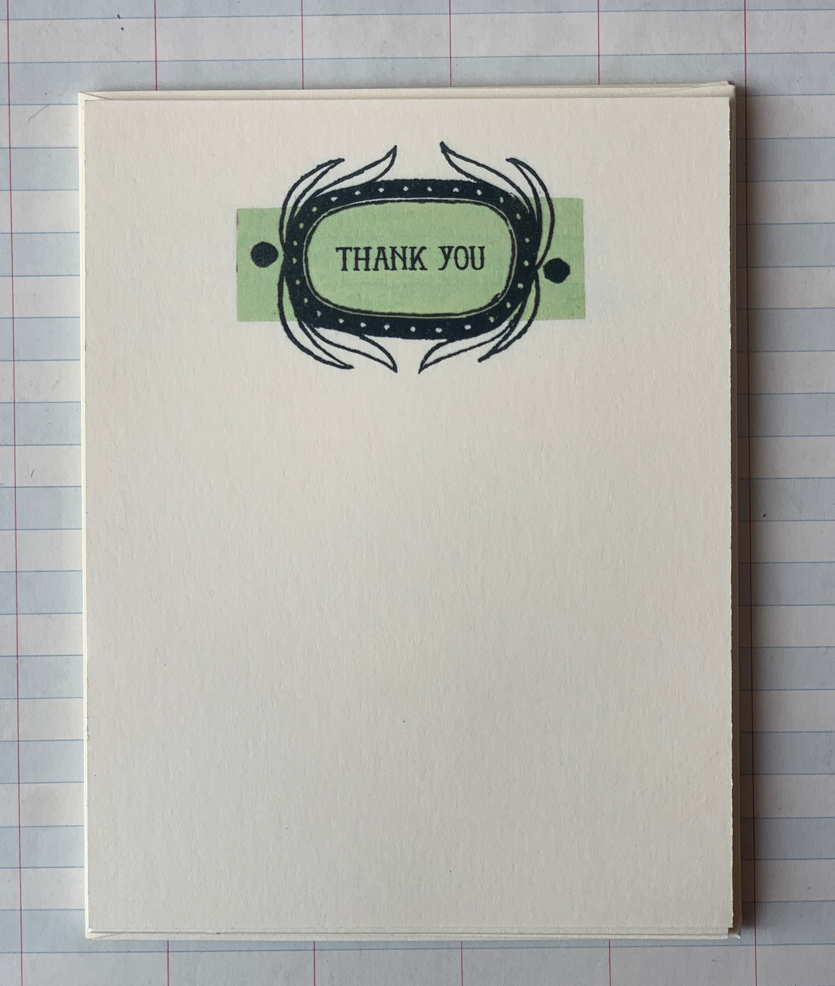 Green and Black Thank You Notecards