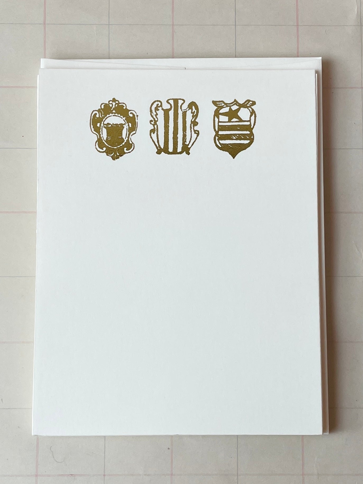 Trio of Crests Foil Pressed Stationery