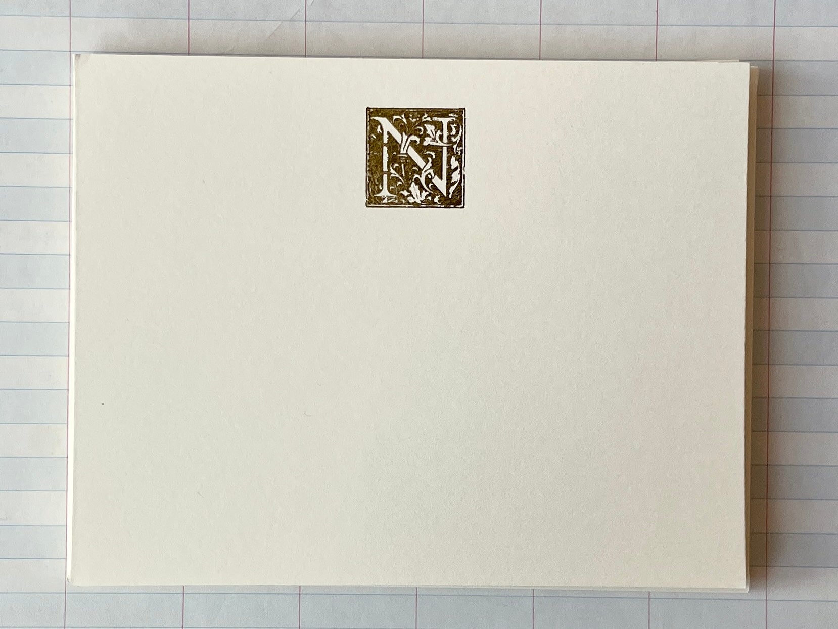 Ornate Square Foil-pressed Monogram Card - PARCEL