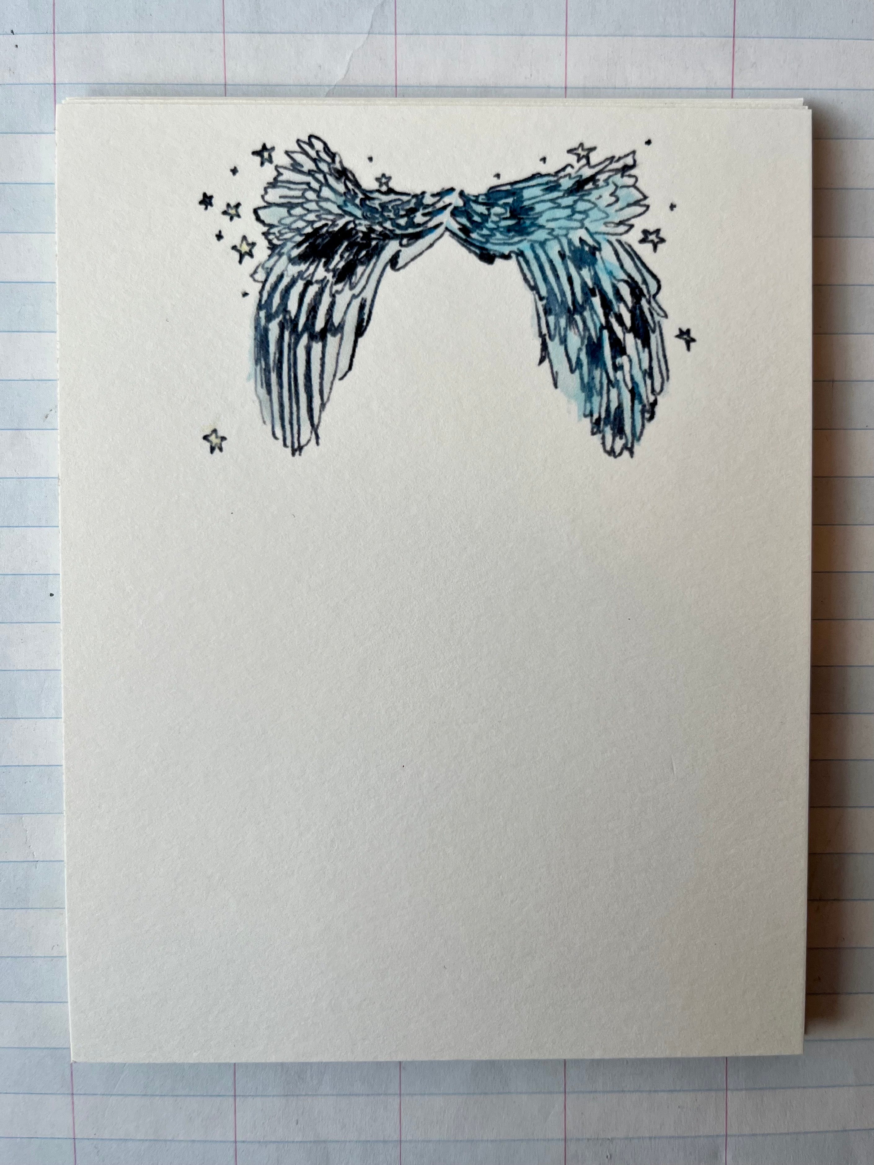 Watercolor Wings and Stars Notecard Set