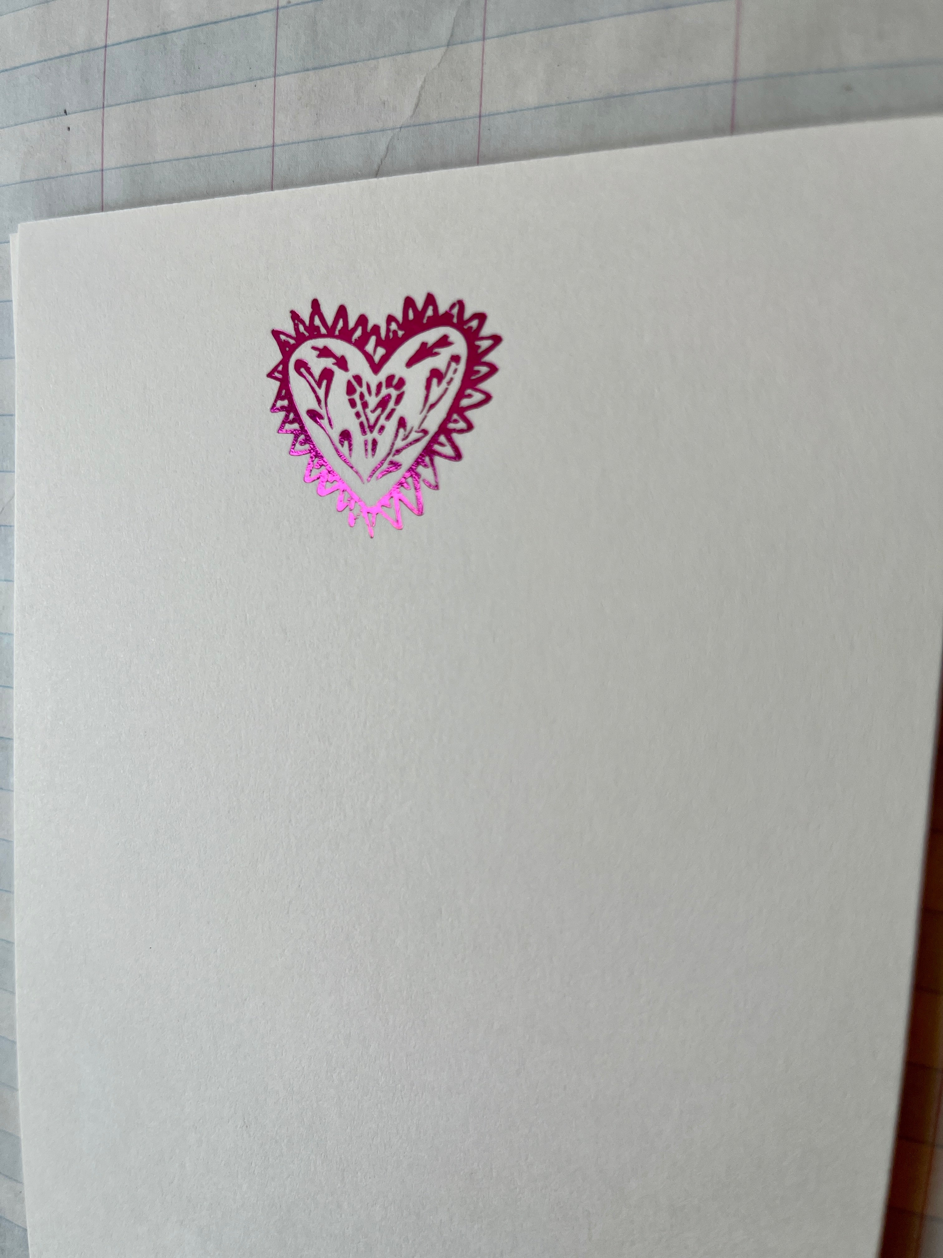 Folk Heart Foil Pressed Stationery