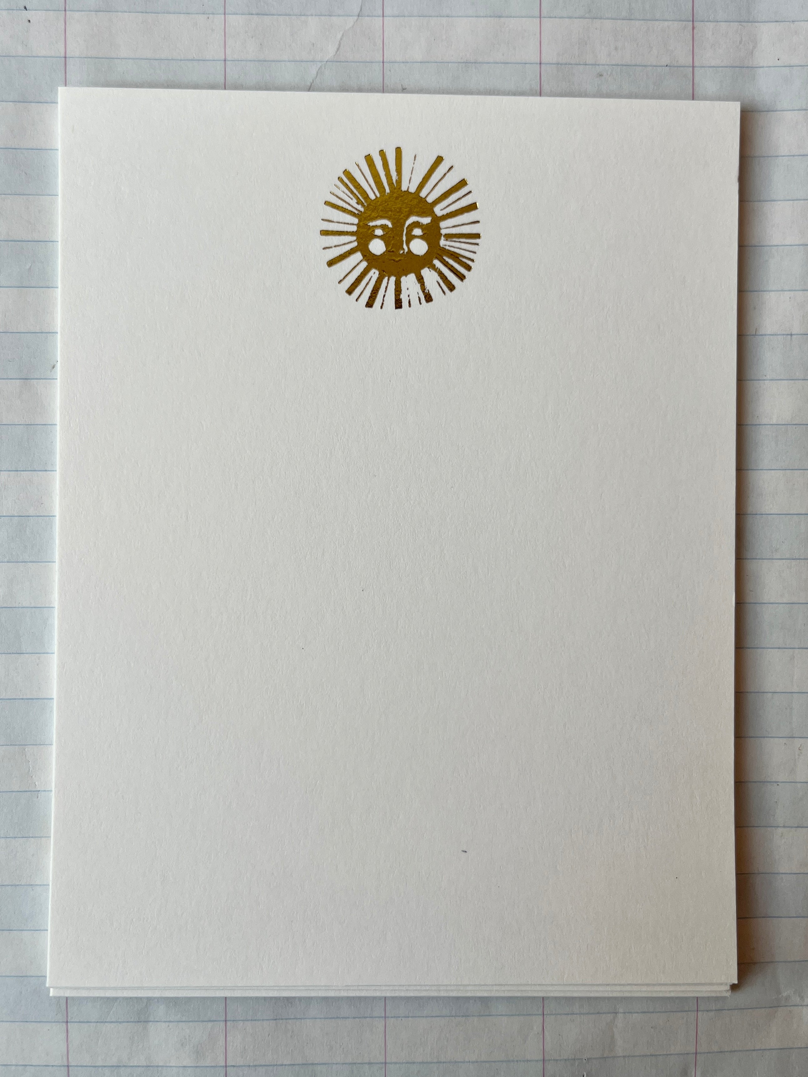 Sun Face Foil Pressed Stationery