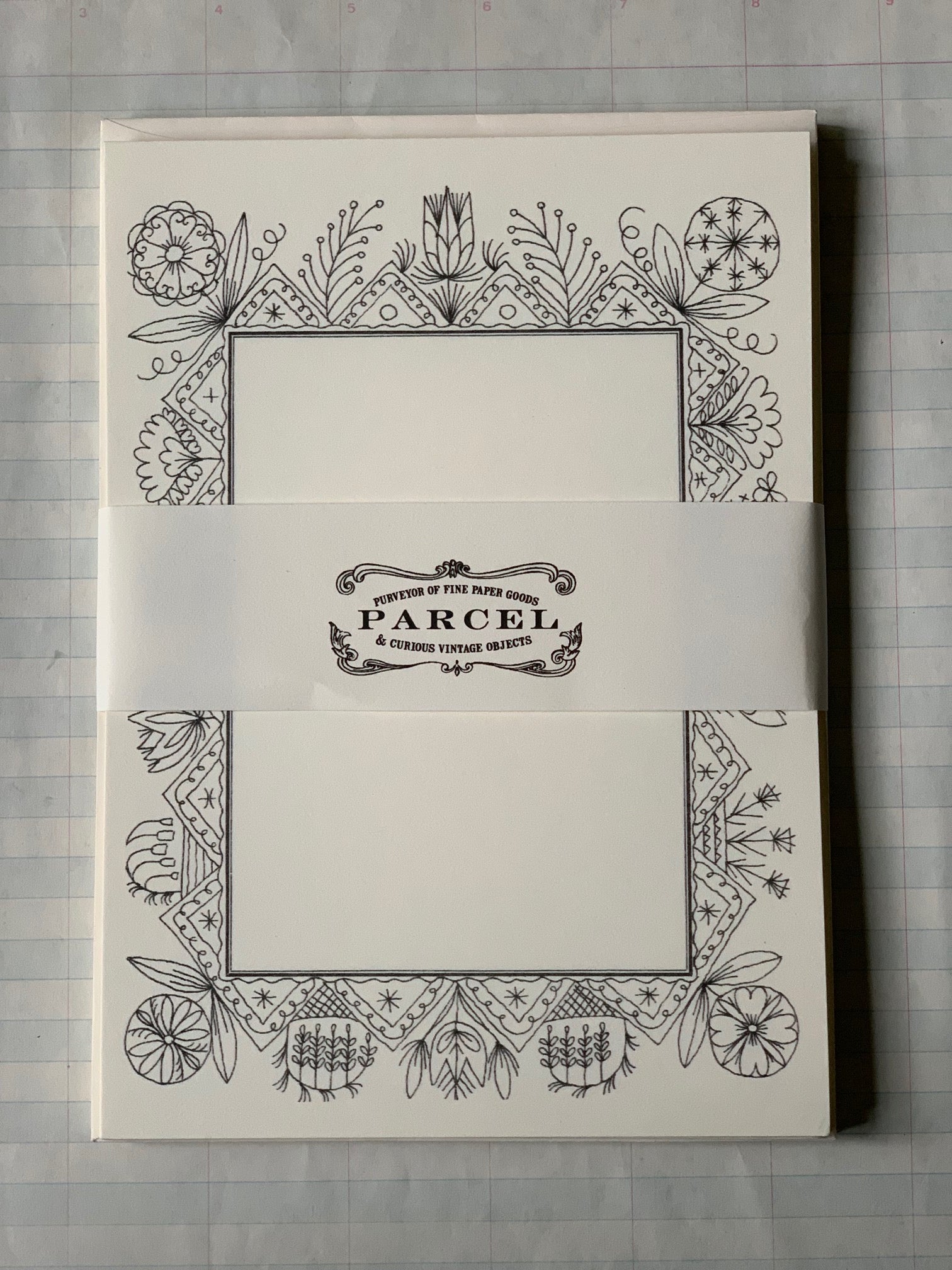 Folk Floral Border Notecards