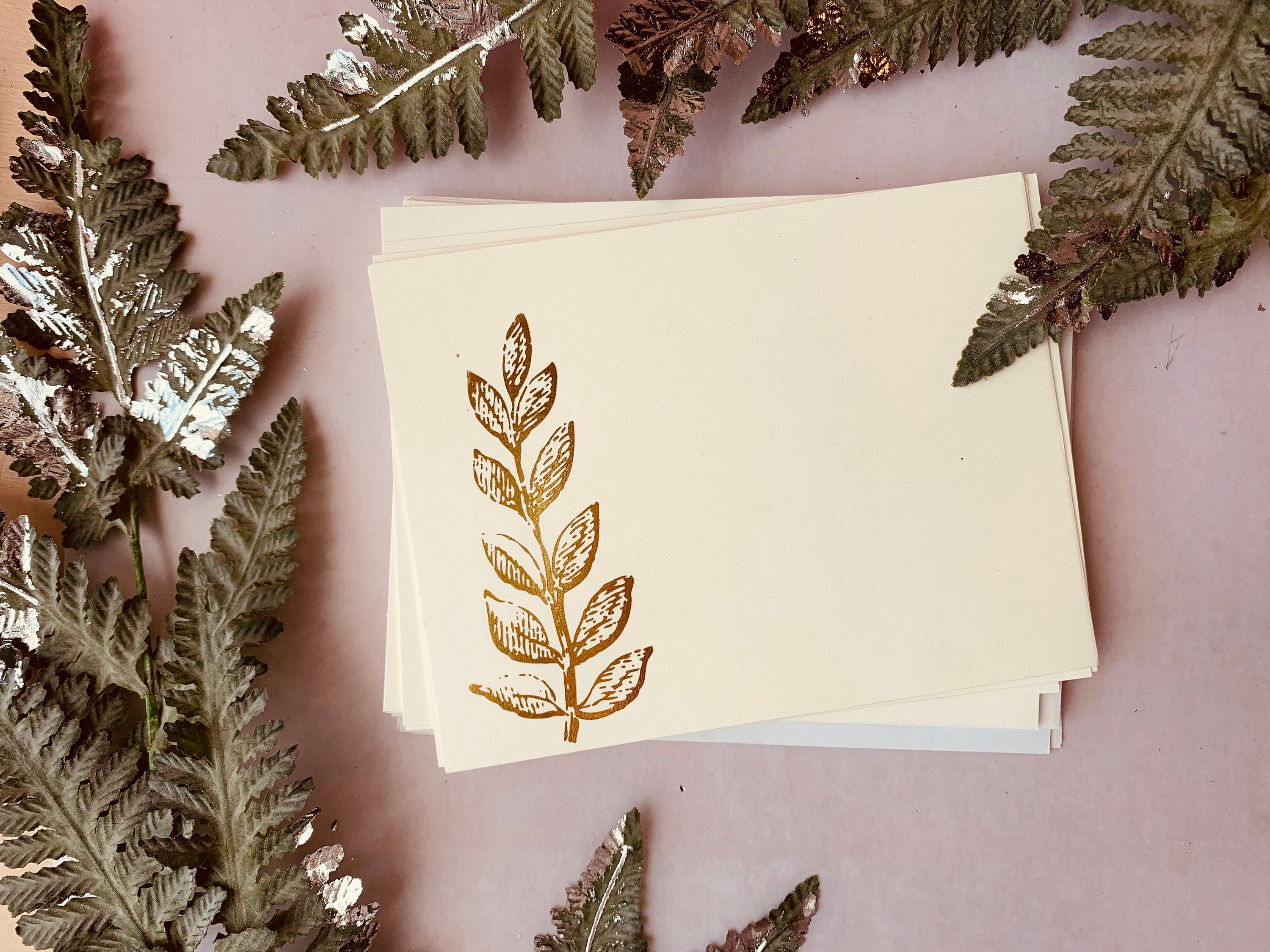 Foil Pressed Notes, Ferns - PARCEL