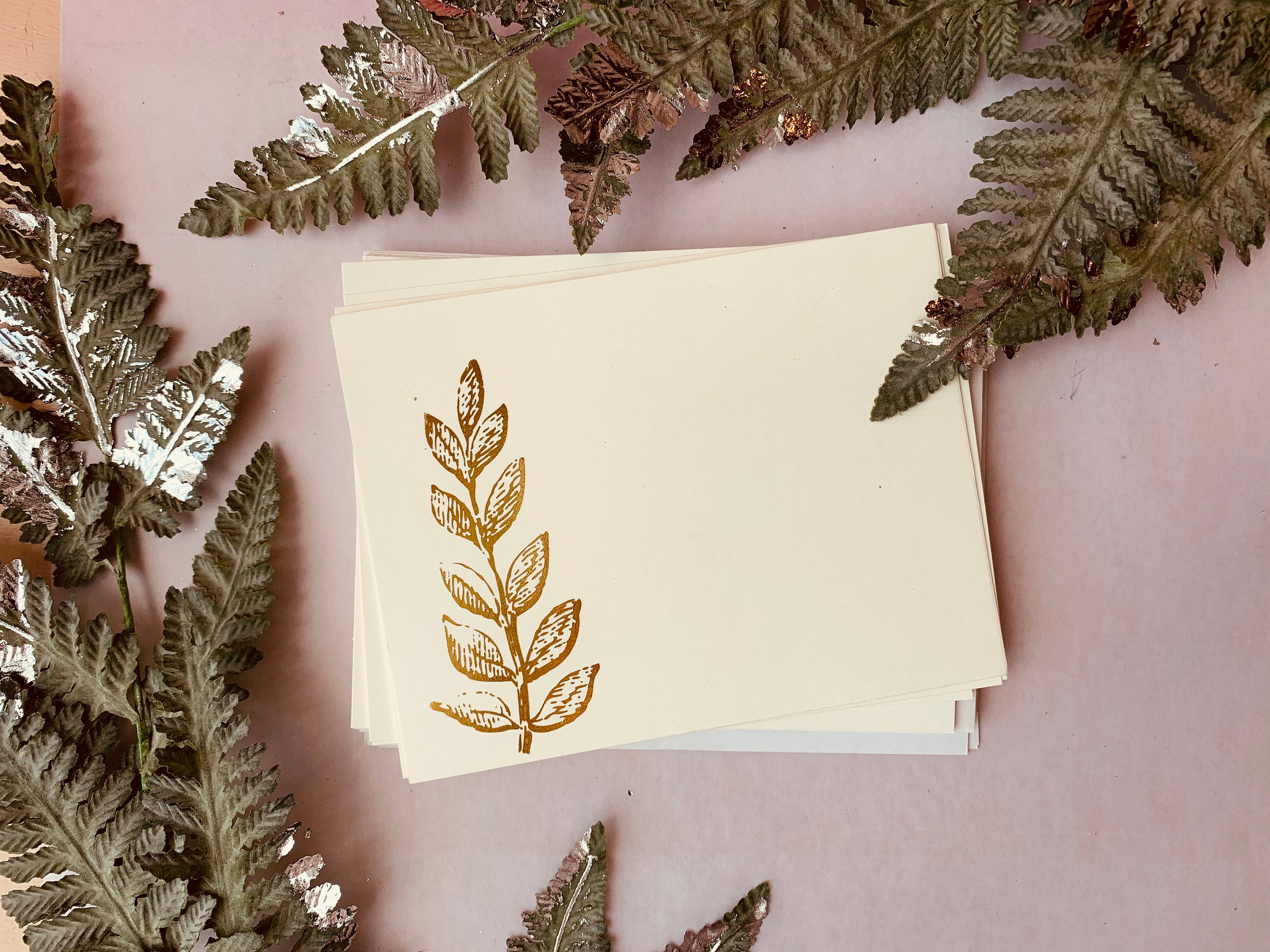 Foil Pressed Notes, Ferns - PARCEL