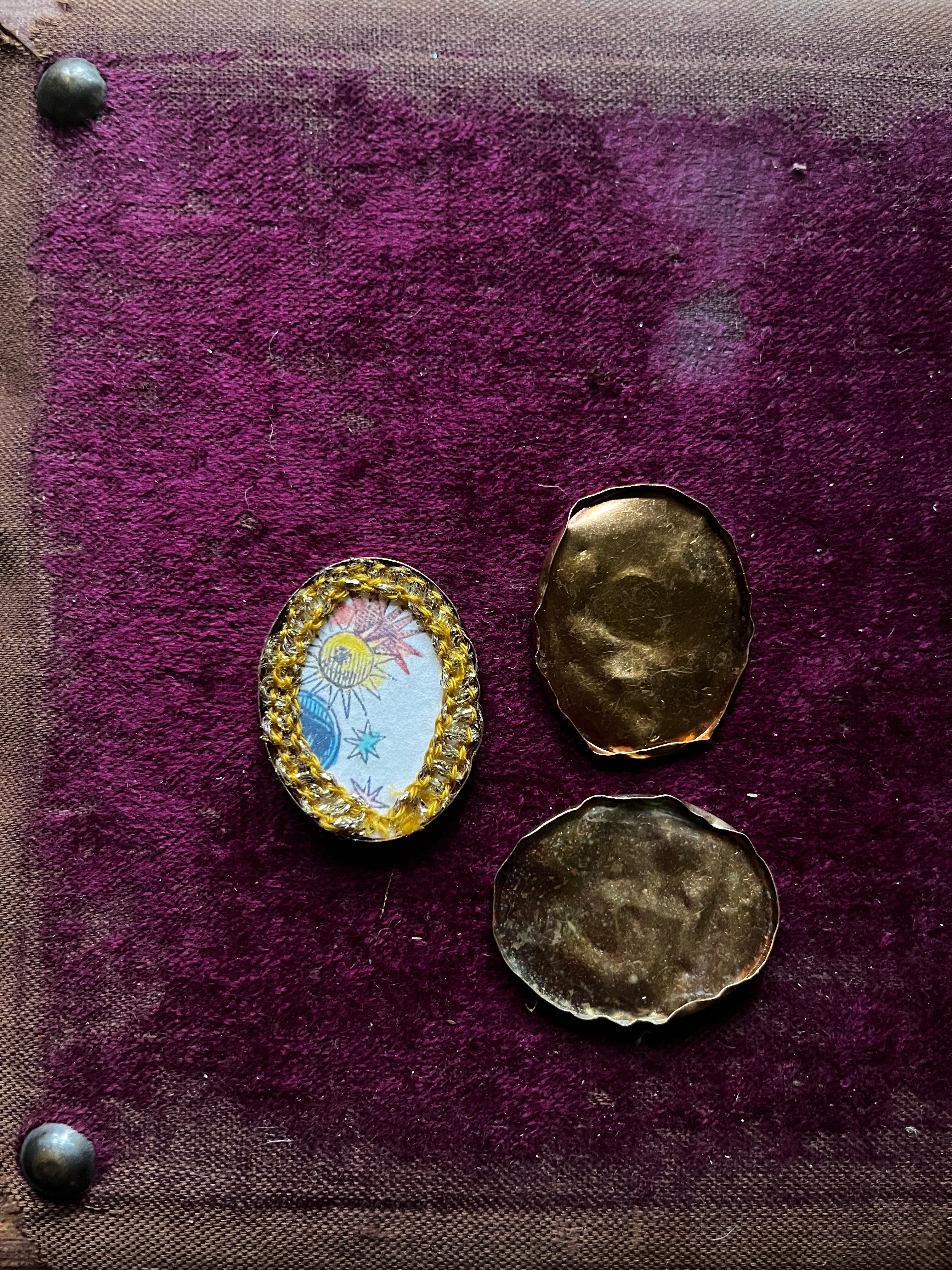 Hammered Brass Open Face Frame Pendant