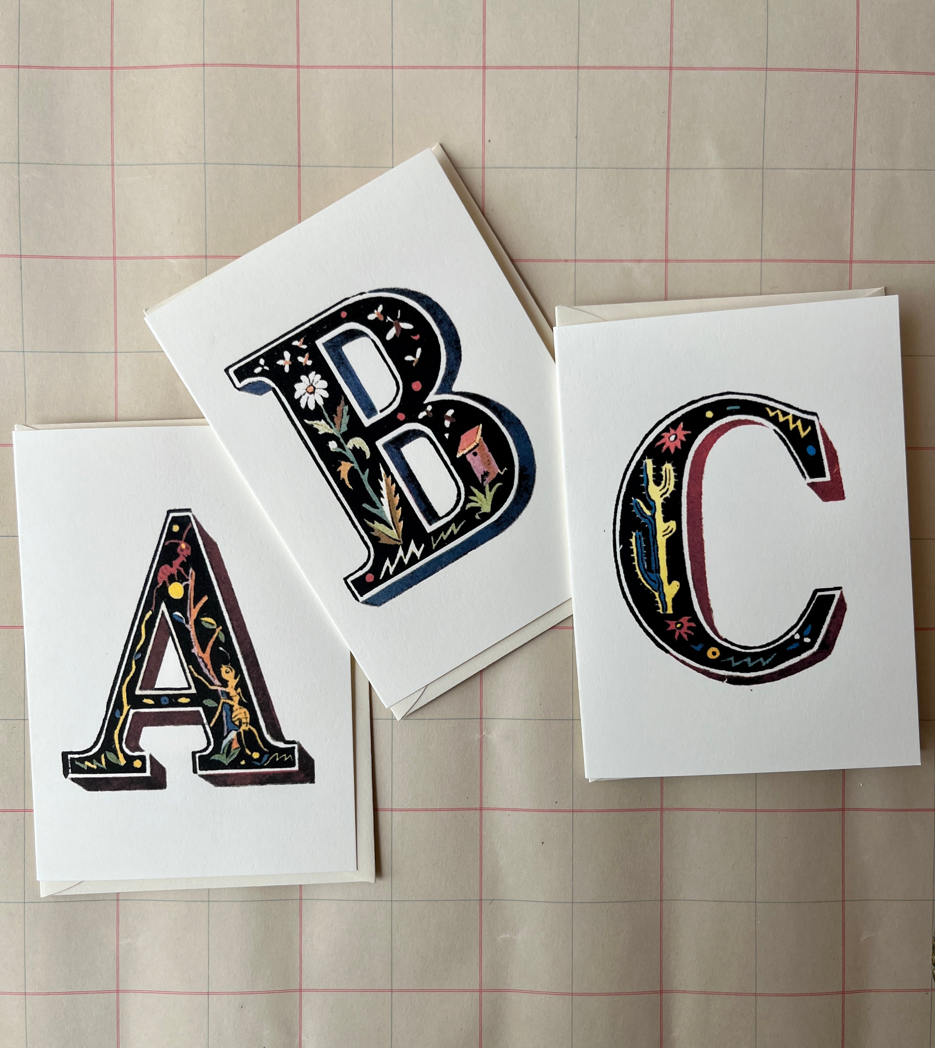 Animal Alphabet Monogram Folded Notecard Set