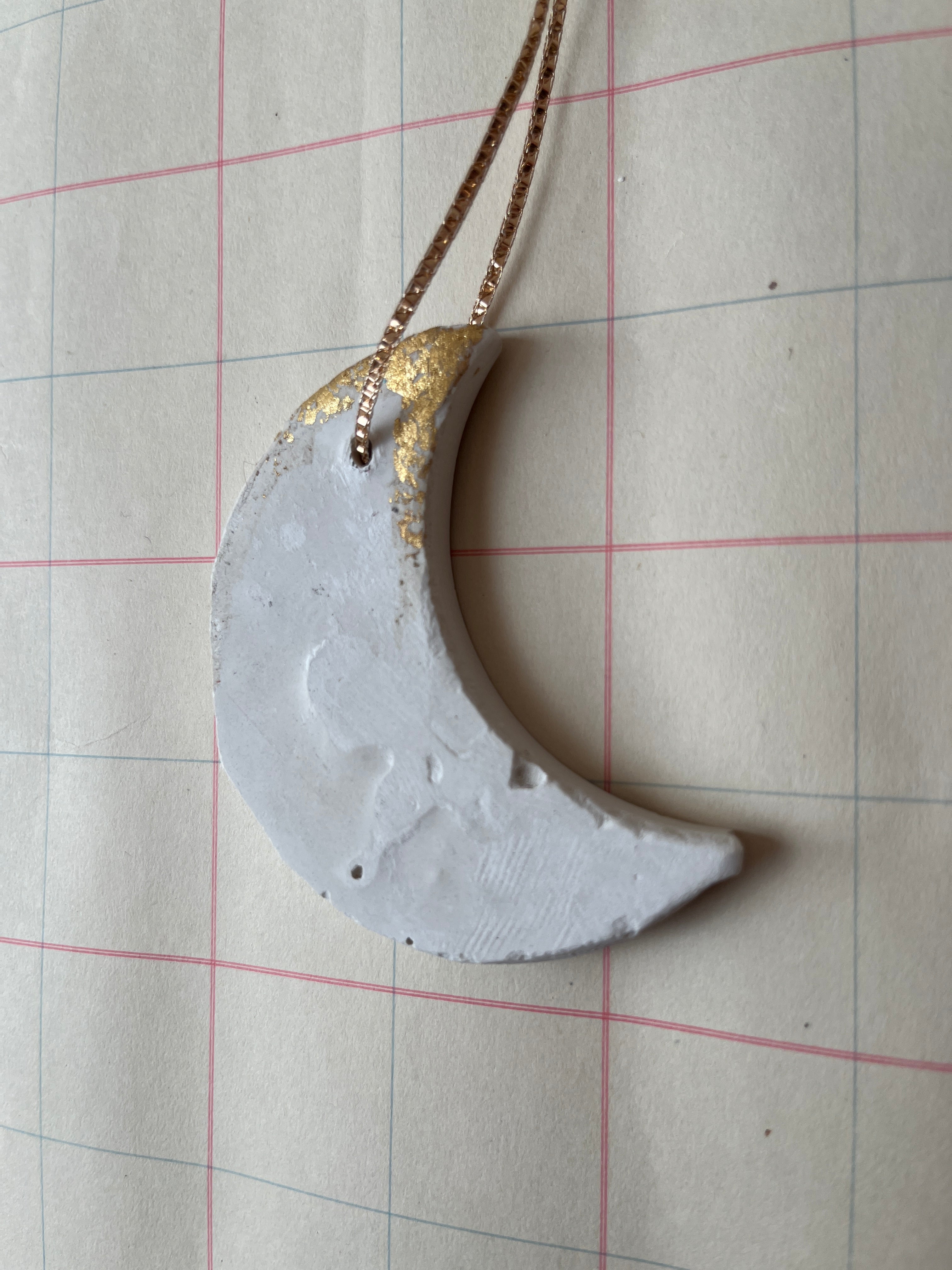 Handmade Plaster Moon Ornament
